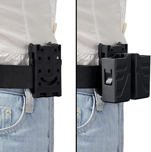 Miniatura 7 de Funda de doble revista, soporte universal para cargador de 0.354 in.40 de doble pila, bolsa de revista con clip para cinturón para GlockS &