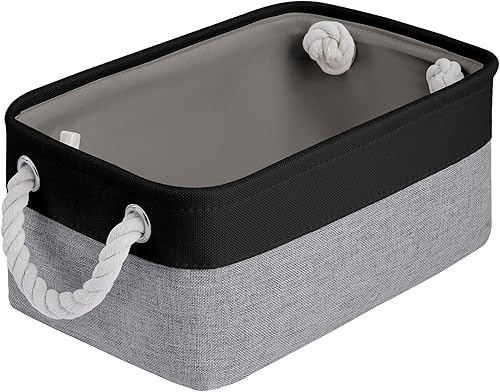 Cestas de almacenamiento para estantes de 11.8 x 7.9 x 5.2 pulgadas, contenedores de almacenamiento plegables de tela con asas, organizador de