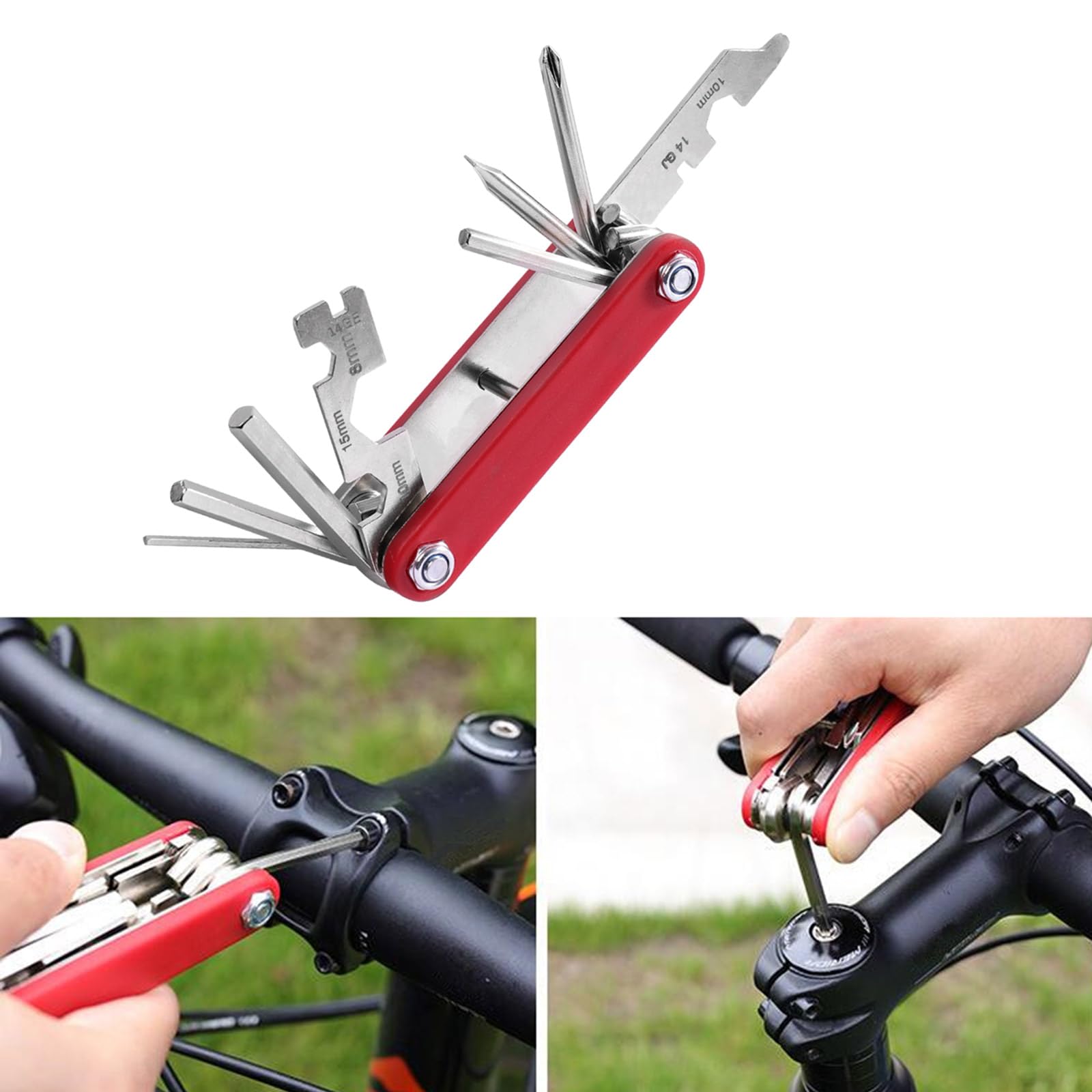 Kangnice 13 in 1 Multi-Function Bike Repair Tool Bike Foldable Repair Tool Portable Socket Wrench Portable Bike Essential Tool Portable Bike Epair Tools Professional Cycling ReMaintenance Tool