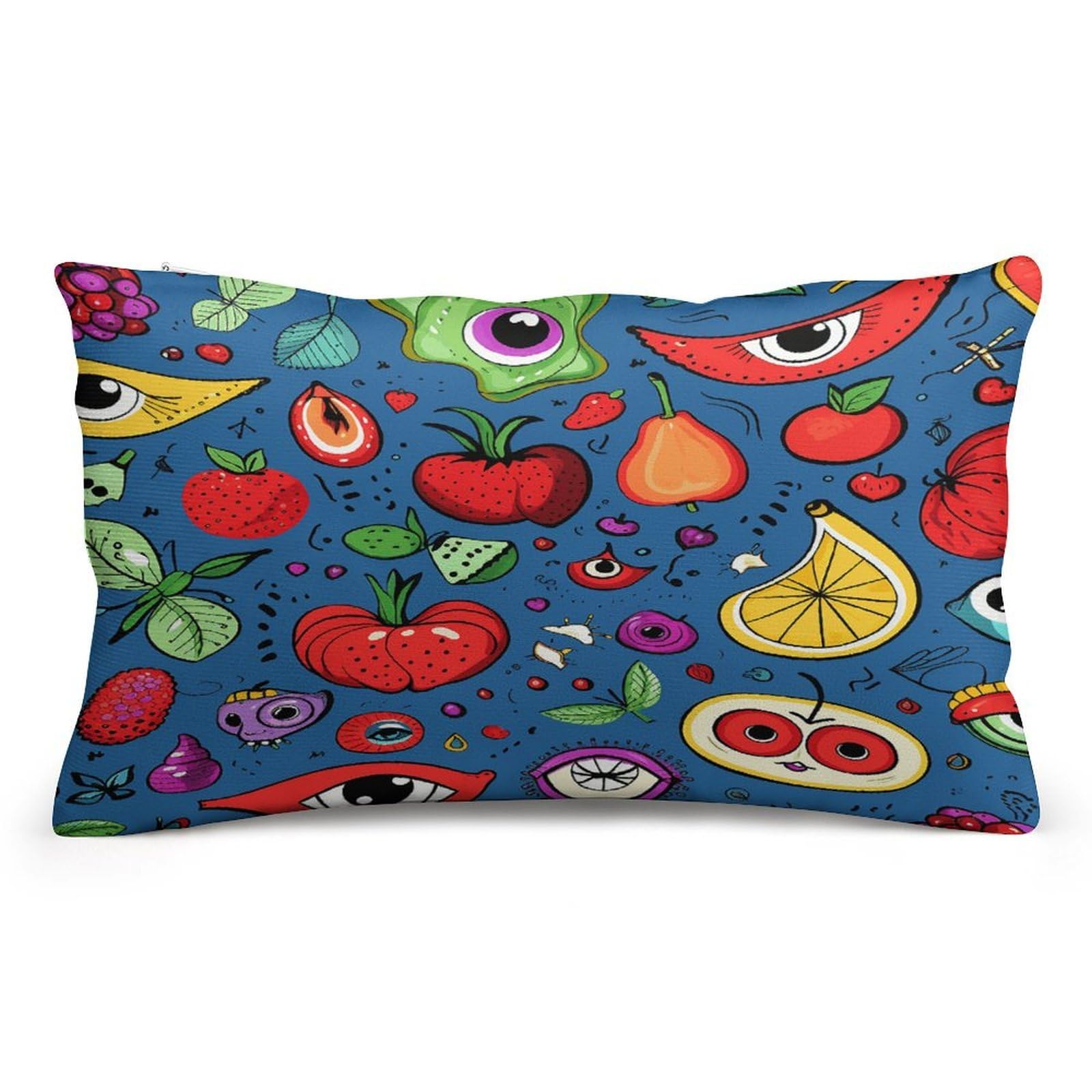 Wsoihfec Style Shining Eyes Doodle Throw Pillow Covers Decorative, Pillow Cases Soft Plush, Modern Farmhouse Boho Cushion Cover For Bed Couch Sofa Living Room Spring Decor8 X12