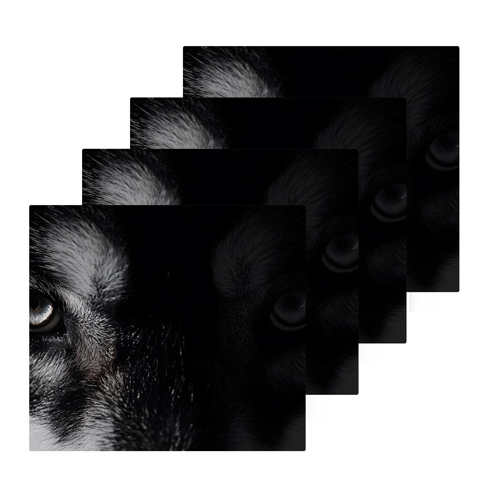 YANENDIE Gray Wolf Portrait Washcloths Towels, Highly Absorbent and Soft Cotton Face Cloths, 4 Pack Quick Dry Wash Cloths - 12 X 12 Inches