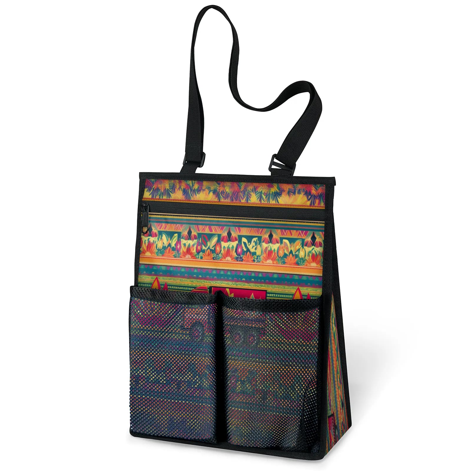 Ourtheme Indian Flowers Truck Portable Shower Bag for Travel Gym Camp Beach Tote Shower Caddy Bags Hanging Toiletry