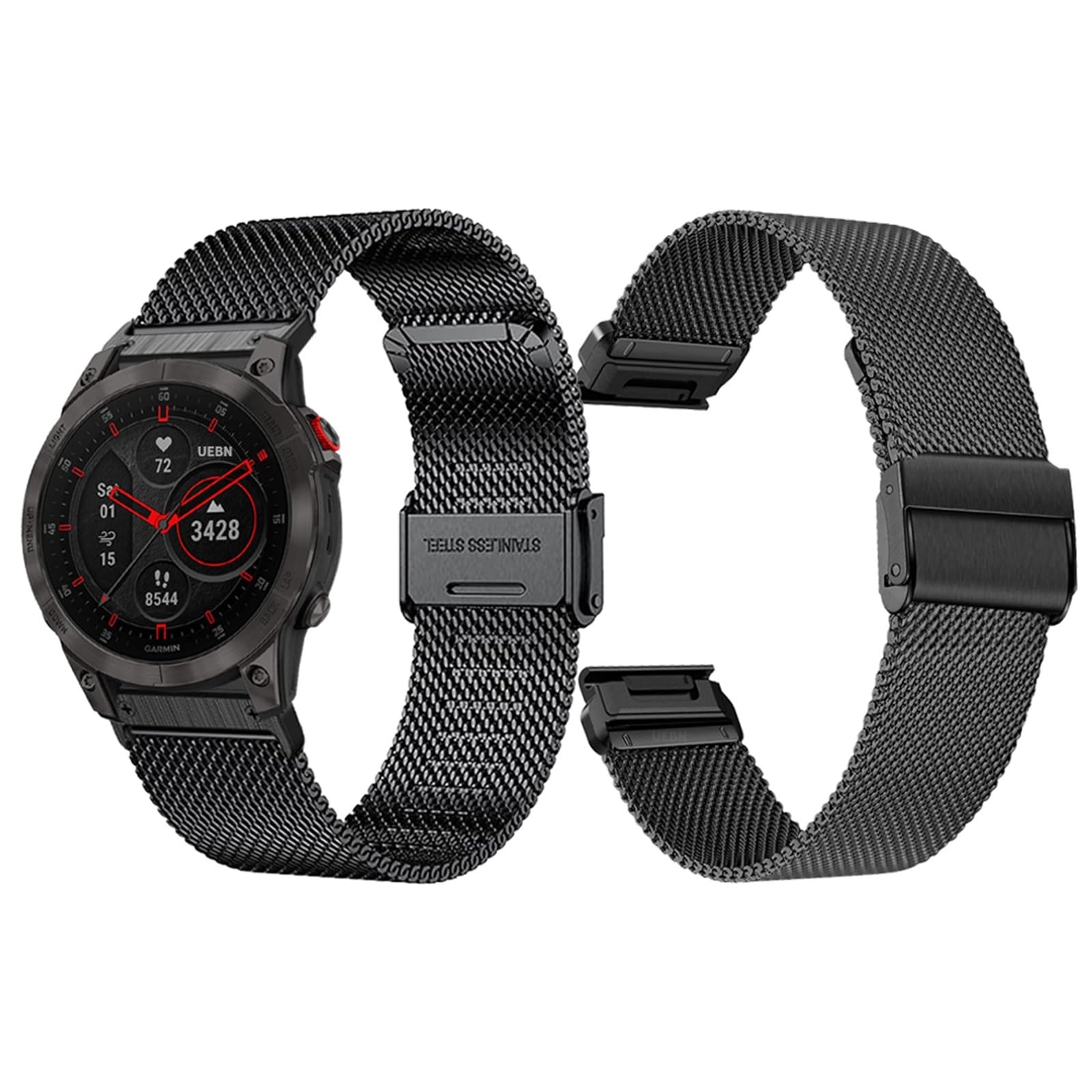 JDIME Bracelet en métal milanais QuickFit 22mm 26mm, pour Garmin EPIX GEN2 Fenix7 7X Solar/6X 6XPro 5XPlus Forerunner 955 Enduro 2(Silver,For Fenix 5X 5XPuls)