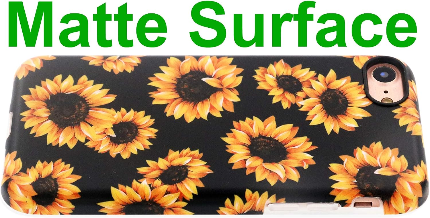 A-Focus Compatible with New iPhone SE Case Sunflower 2020, iPhone 8 Case Sunflower, iPhone 7 Case, Frosted Flowers Series IMD Flexible TPU Case for iPhone SE/8/7 4.7 inch Matte Sunflower Yellow