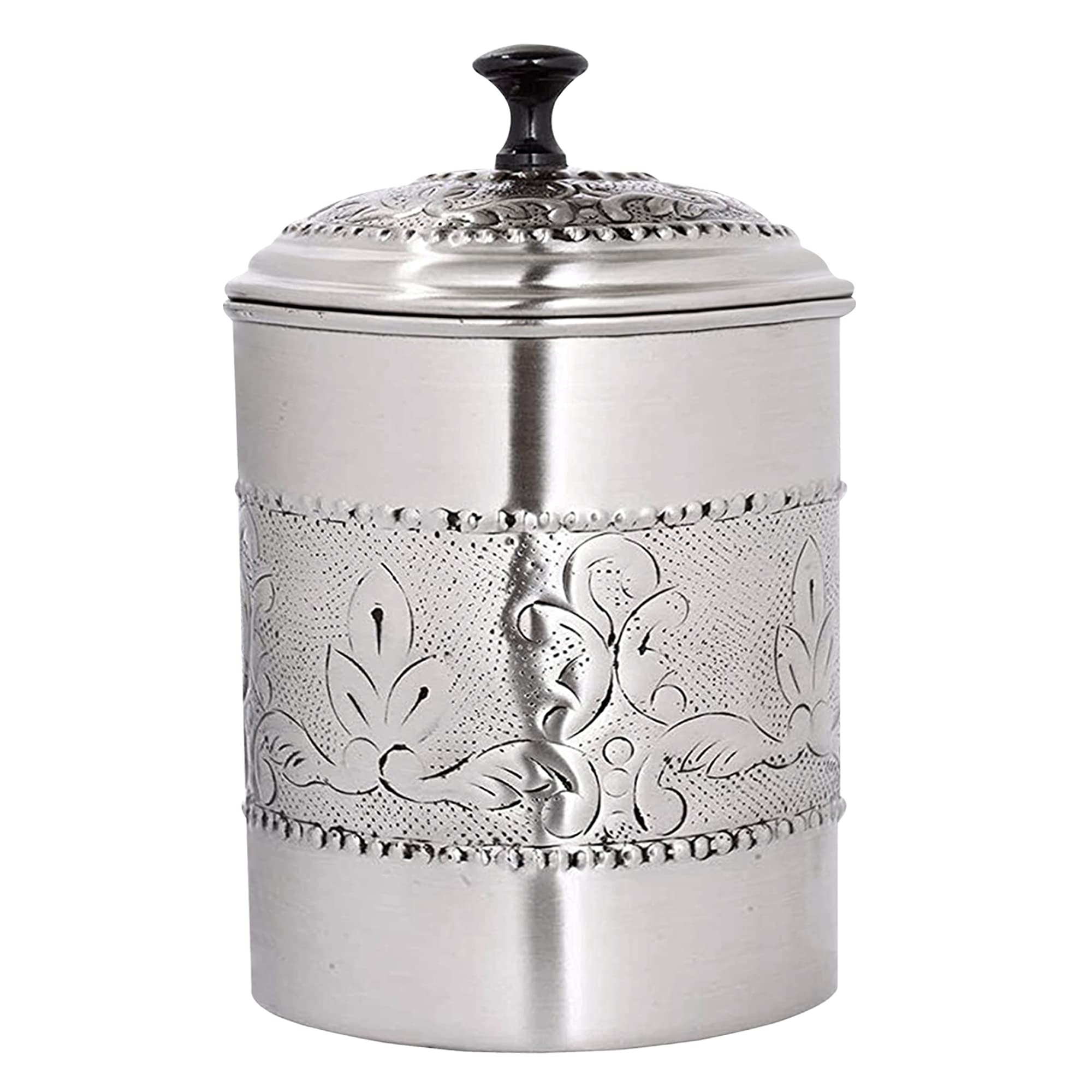 NuSteel Embossed 5.5 QT Stainless Steel, Beautiful Food Storage Container for Kitchen Counter, Tea, Sugar, Coffee, Caddy, Flour Canister with Rubber Seal lid, Pewter Antique