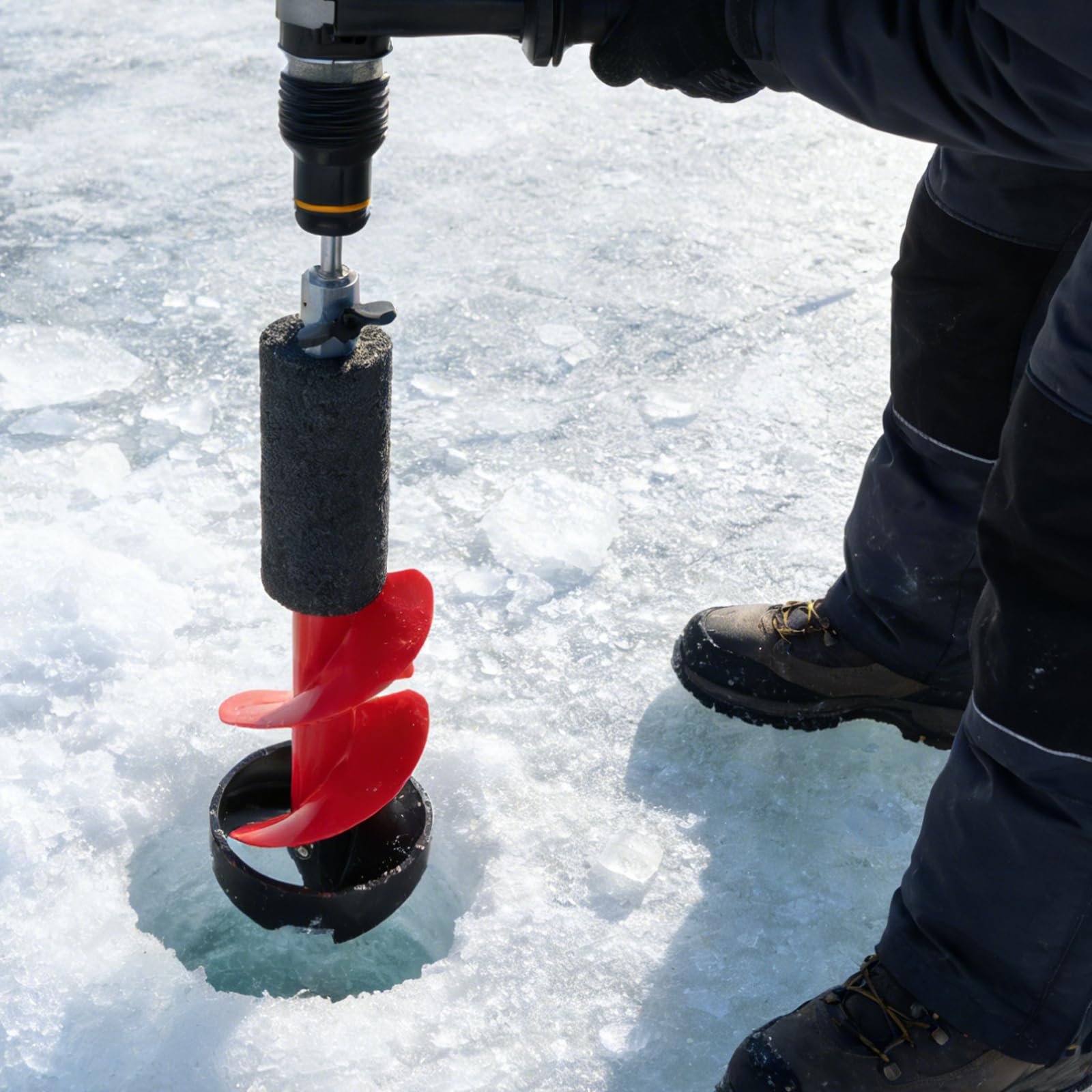 Icebohrer Eisbohrer Eisangeln Bohrer Aluminiumlegierung Metall Eisbohrer Set Robustes Gerät Energiesparend für Angeltouren Winteraktivitäten Seen Flüsse Meere leichte Winter Outdoor Ausrüstung, 50cm