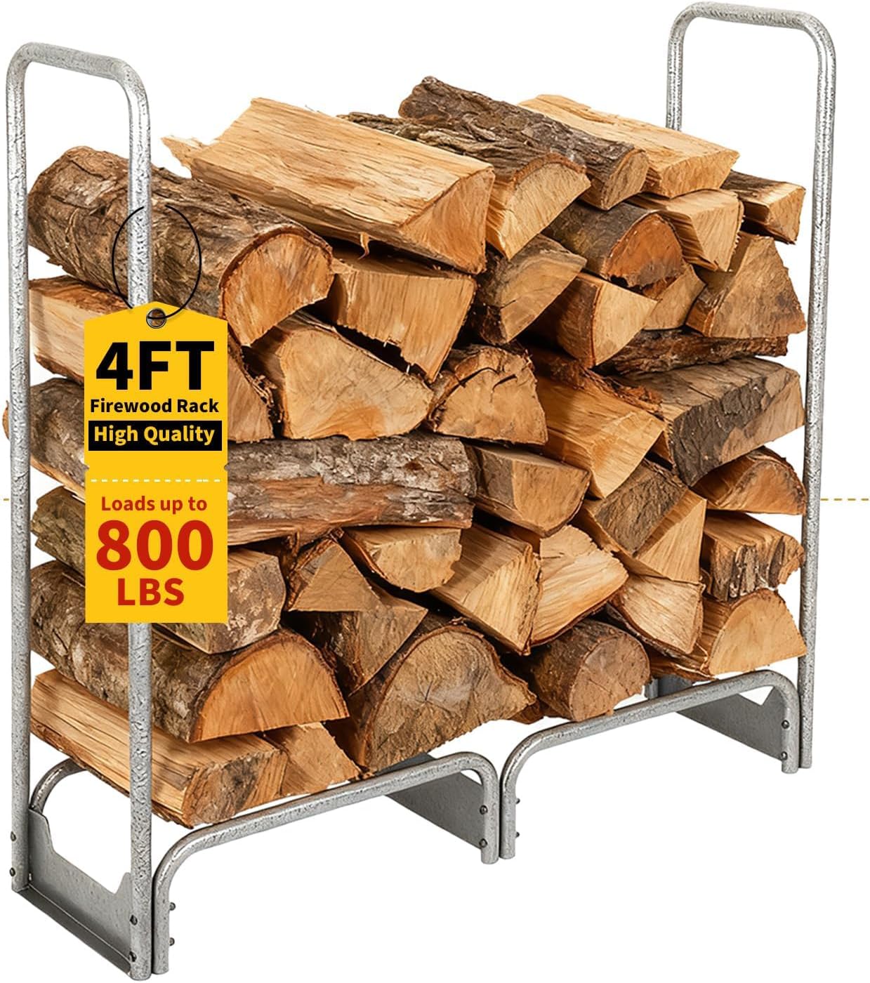 Garvee 6FT Steel Firewood Rack with 600D Waterproof Oxford Cover - Heavy Duty Indoor/Outdoor Log Storage Organizer for Fireplace, Patio & Backyard