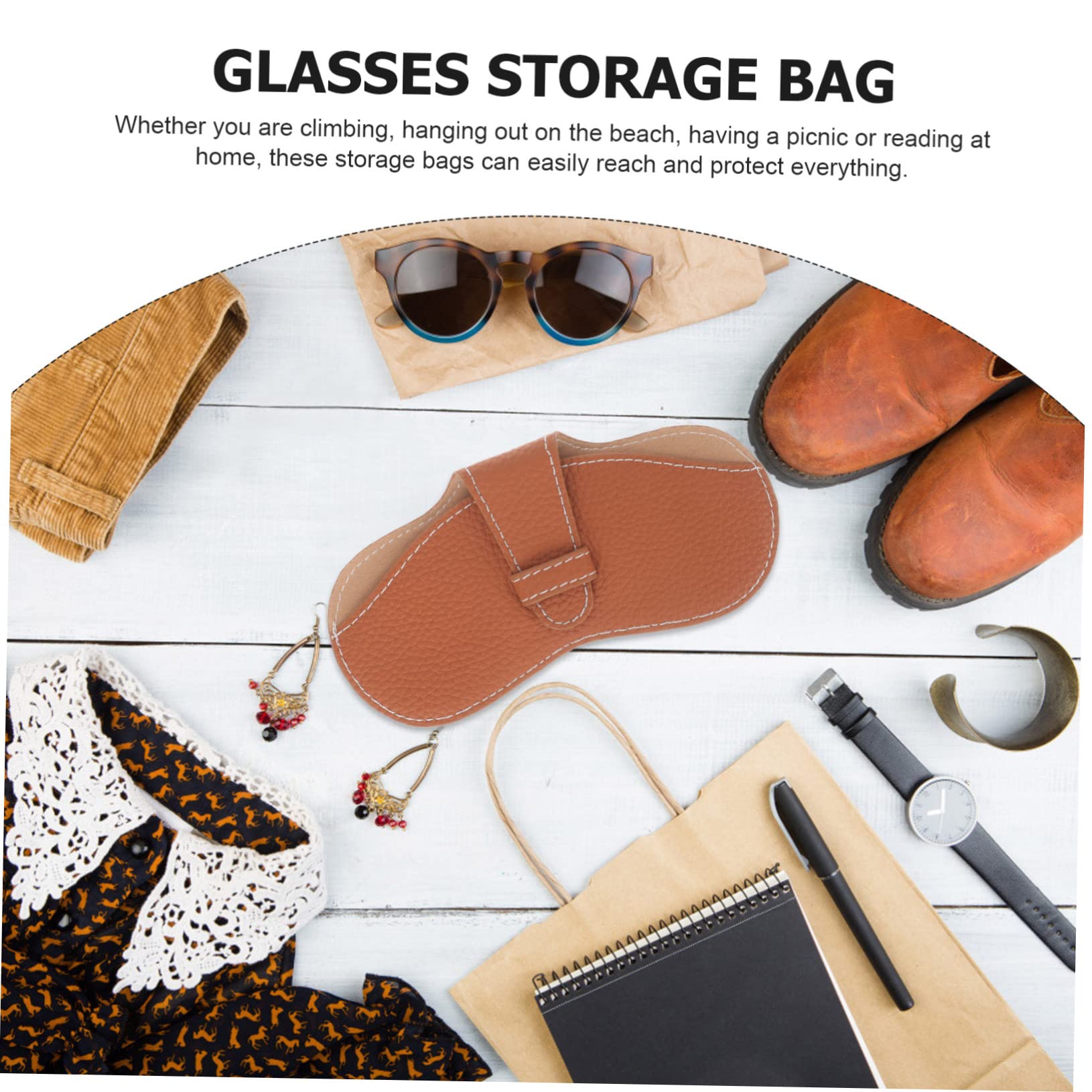 Ipetboom Bolsa De Gafas Gafas De Lectura De Viaje Estuche De Gafas De Viaje Largo Delgado Gafas De Luz Azul Resistente Estuche Para Anteojos Casos Viajar Brown Cuero