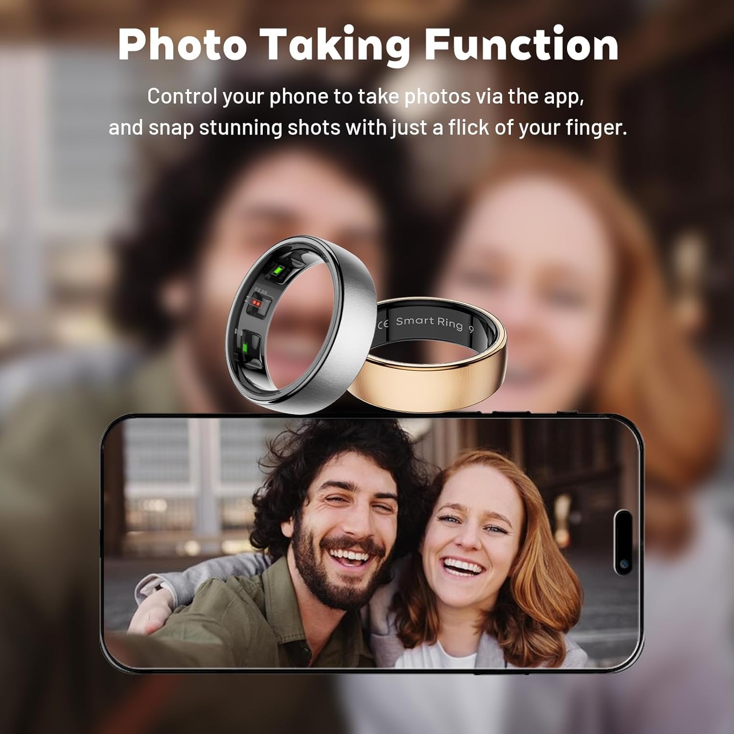 Smart Ring Health Tracker, Wireless Charging Case Fitness Ring, Brushed Stainless Steel Ring with Sleep and Exercise Tracking, Compatible with iOS and Android (Silver, 8)