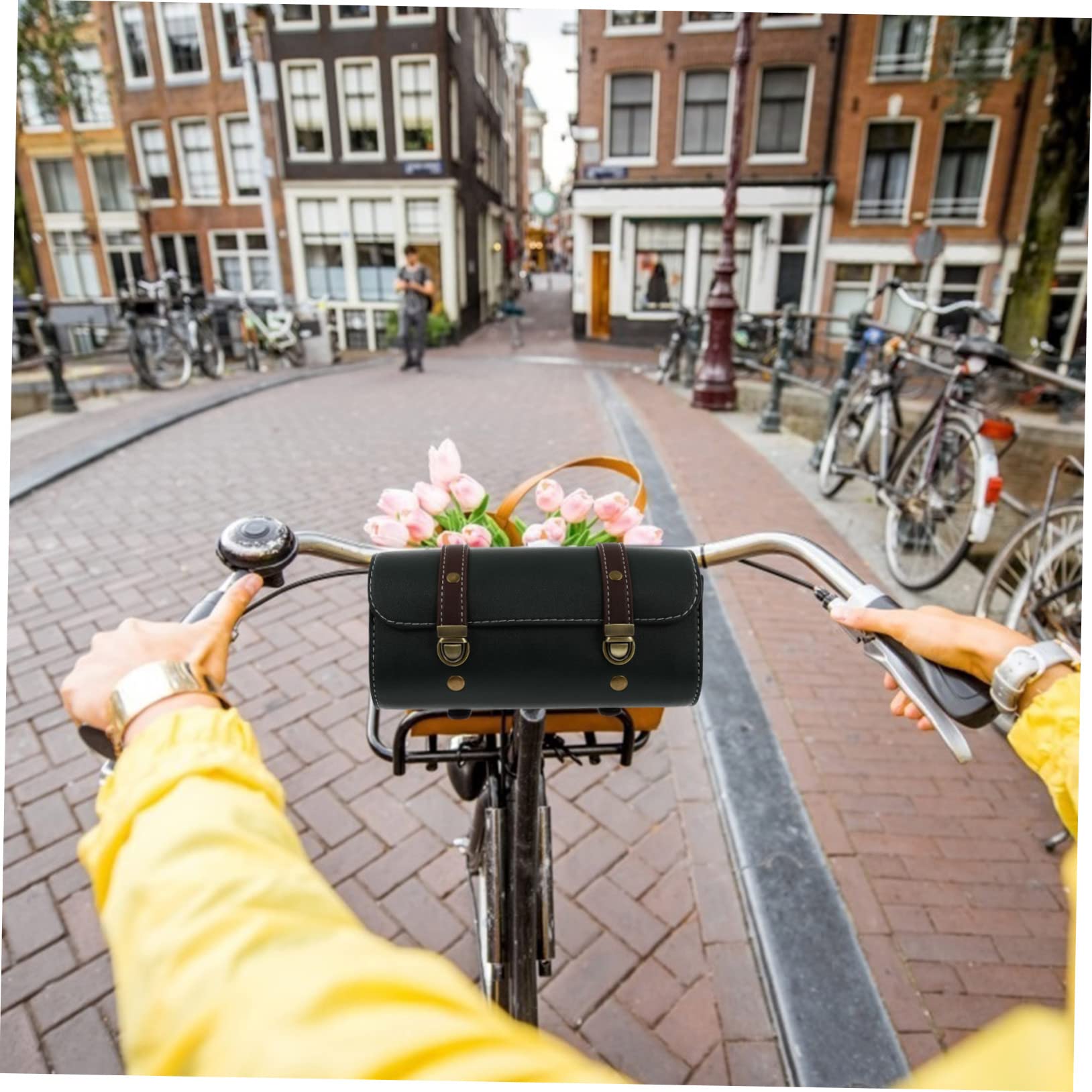 Borsa Bici Retrò Grande Capacità in Pu, Verde, Semplice | Protezione Solare, per Dispositivo e Accessori, Borsa Posteriore da Bici Elettrica e Moto