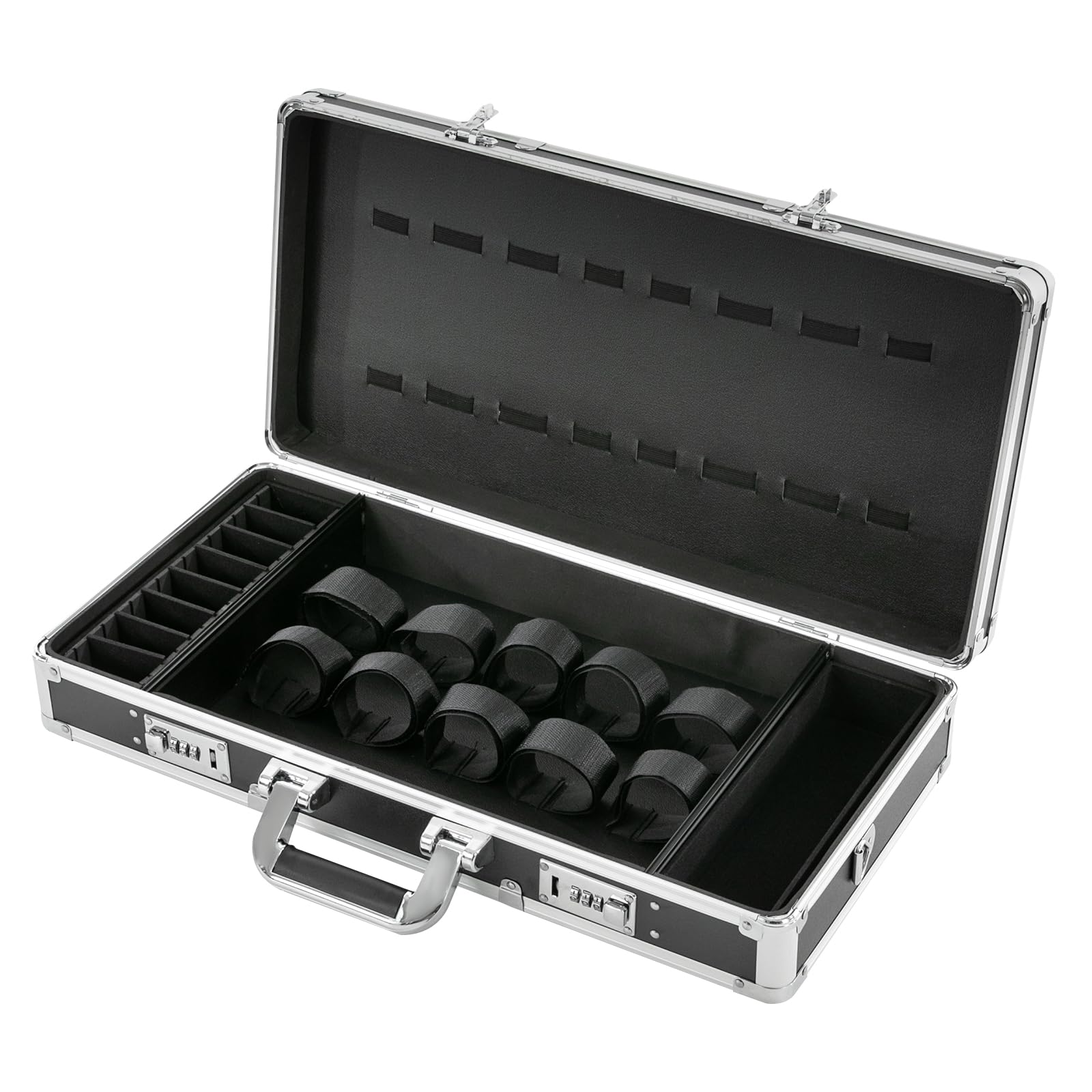 Barbiere case portatile, con due lucchetti a combinazione, organizer per attrezzi da viaggio, stile Barber Stylist, borsa per il trasporto (argento)