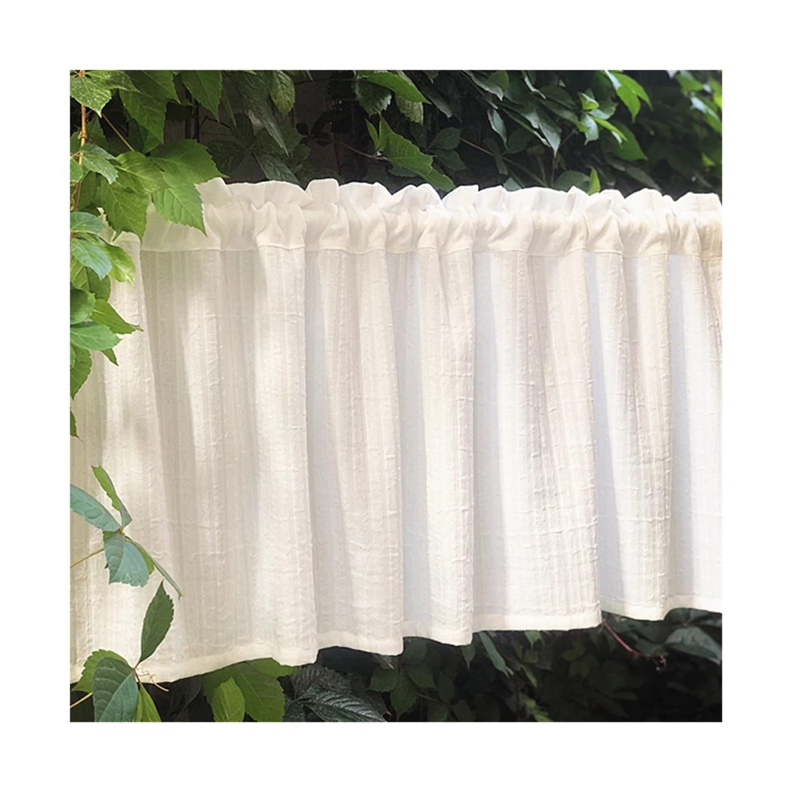 HEUchuan Cupboard Curtain 1 Panel White Kitchen Sheer Valance Curtains Voile Cafe Window Curtain for Farmhouse Country Light Filtering(ROD POCKET_W300XH100CM)