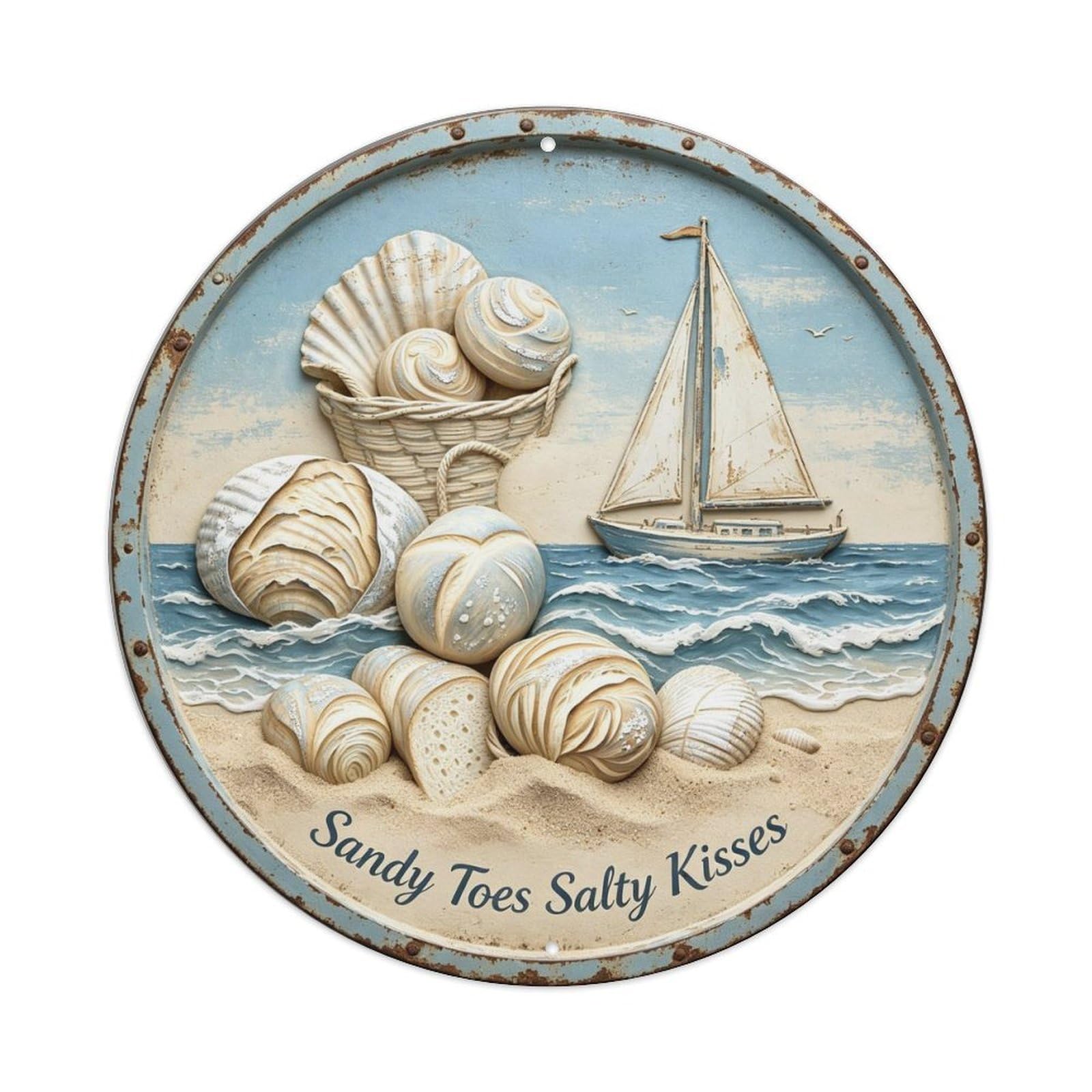 Sandy Toes Salty Kisses Metal Tin Sign Plaque