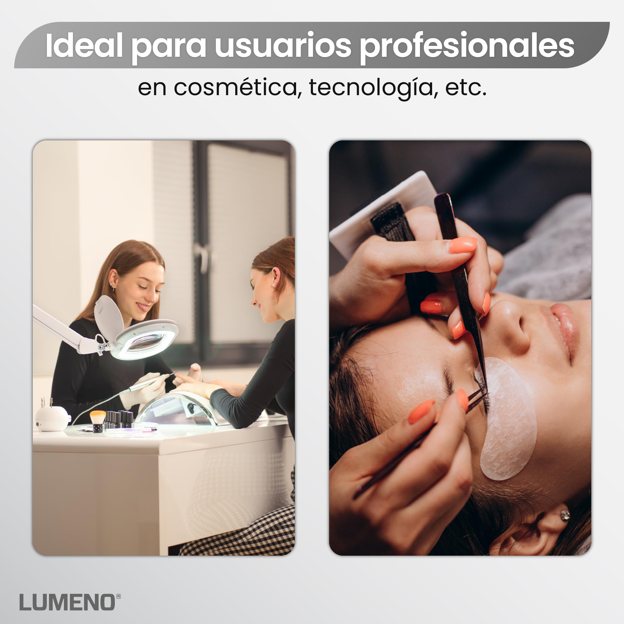Lumeno 8615SW Lámpara de aumento con gran lente ovalada 110x150 mm, 60 LED regulables en 2 pasos, perfecta como ayuda a la lectura, para cosméticos o para soldar, 5 dioptrías negro con trípode rodante