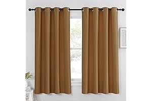 NICETOWN Gold Curtains 63 Inch Length - Modern Style Grommet Top Thermal...