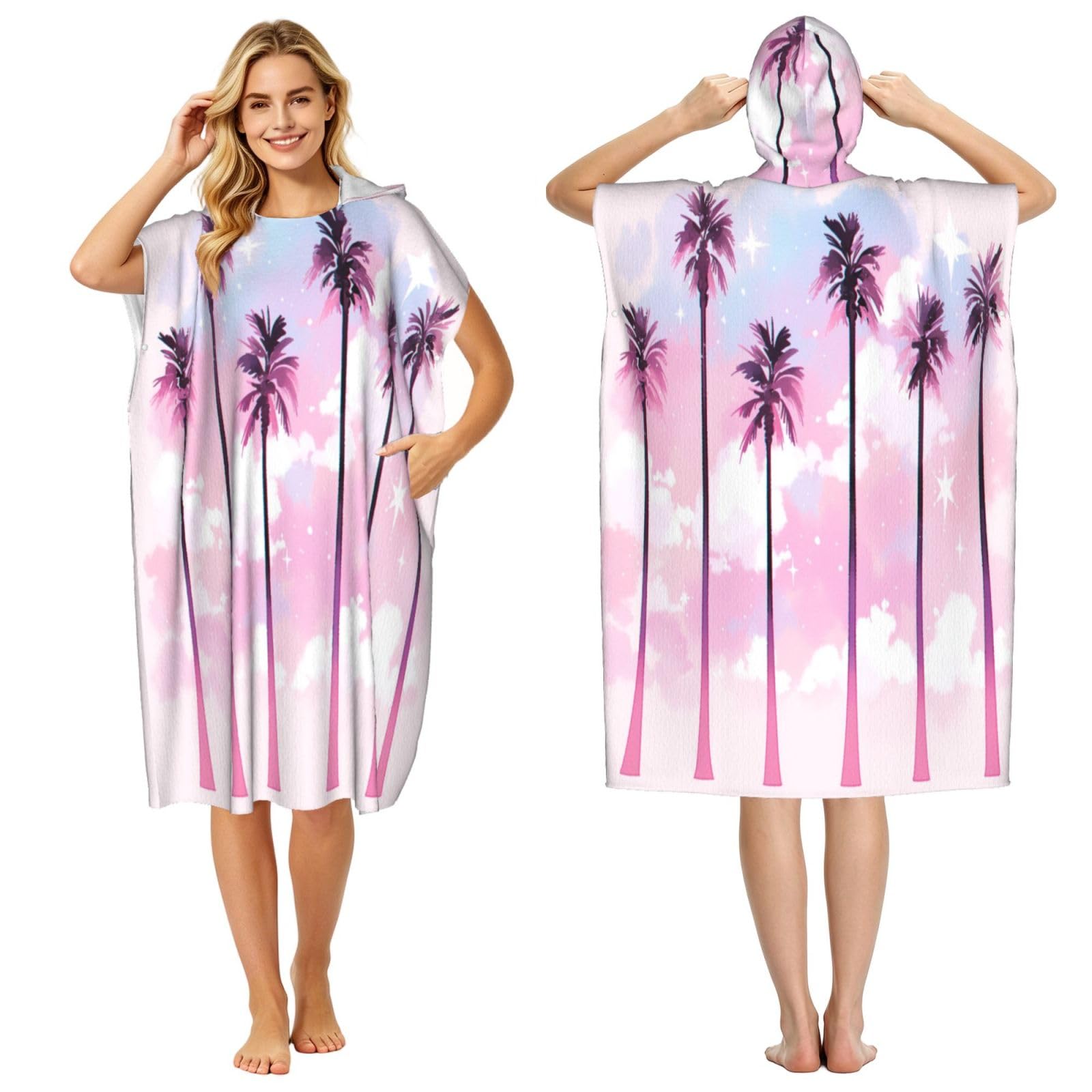KLGRTJHK Tropical Islands Adult Hooded Beach Poncho Towel 43"X35"