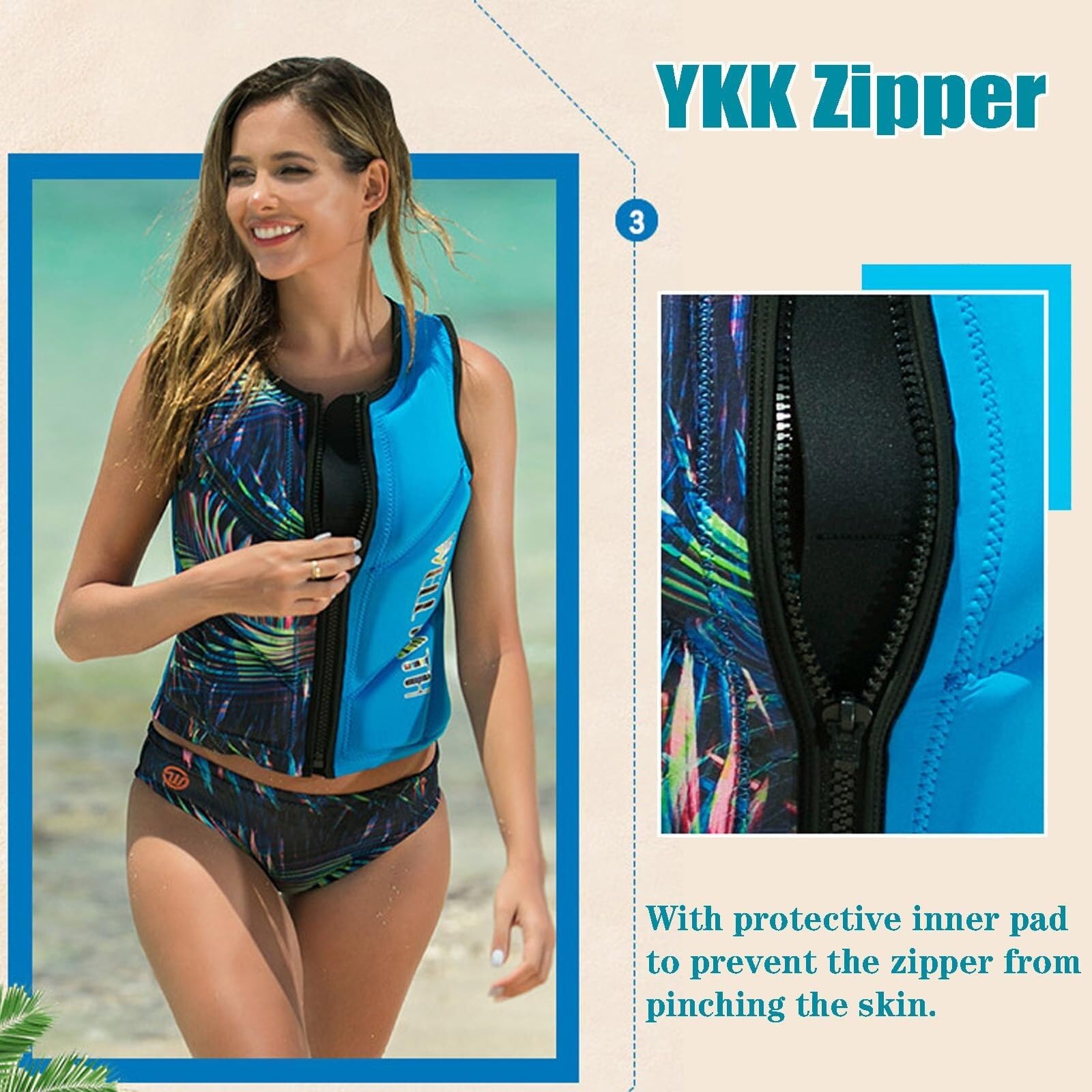 Swim Vest Adult Teens Neoprene Buoyancy Aid Anti-Collision Kayaking Floating Gear