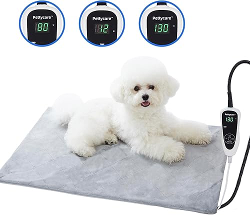 Miniatura 2 de pettycare Almohadilla térmica para mascotas para perros y gatos, calefacción eléctrica con cable envuelto en acero, temporizador de 25 niveles y