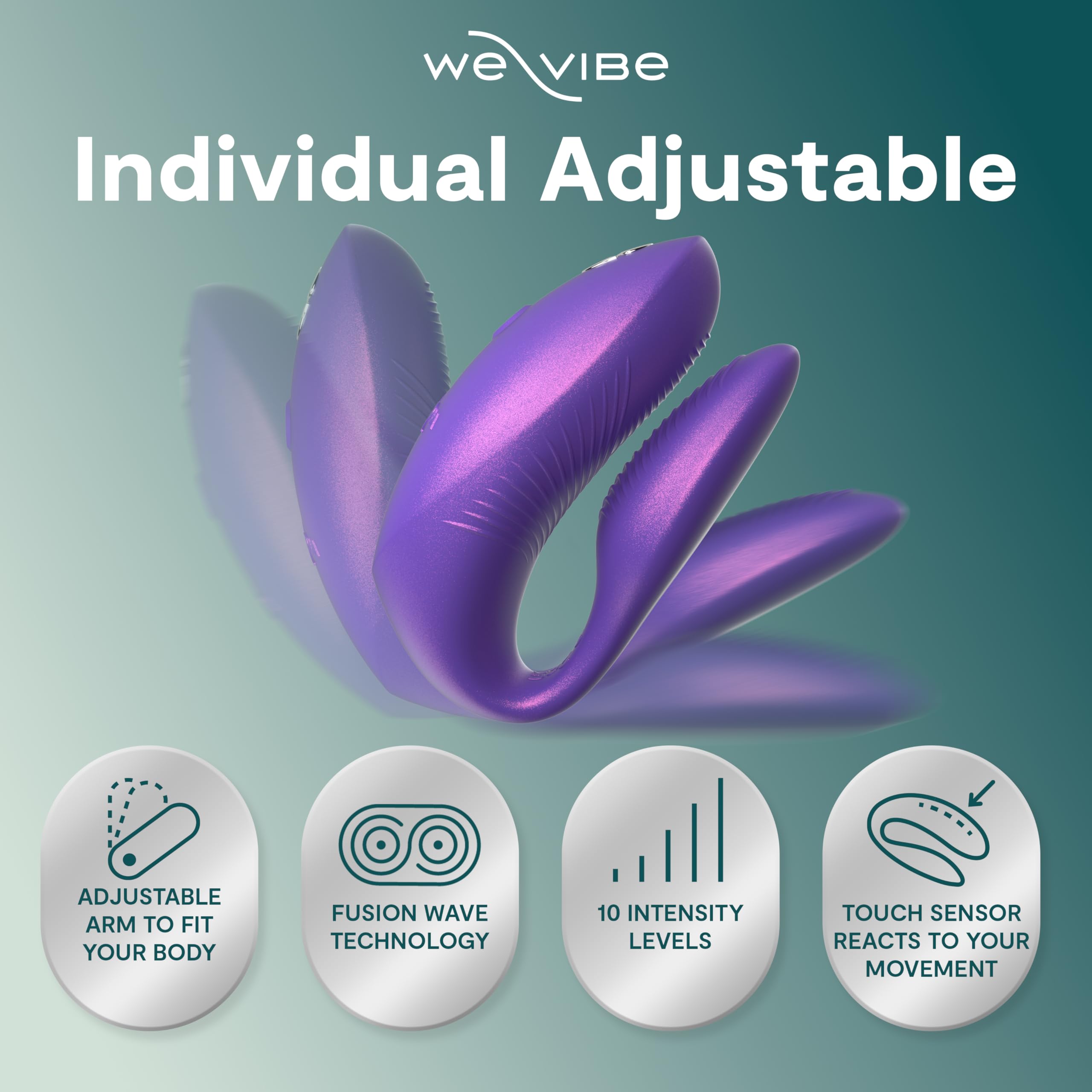 We-Vibe Chorus Pro Vibratore per Coppie con App e Telecomando | Giocattolo Erotico per Coppie in Silicone con 10 Livelli di Intensità | Stimolatore Clitoride & Punto G per Lui e Lei | Viola