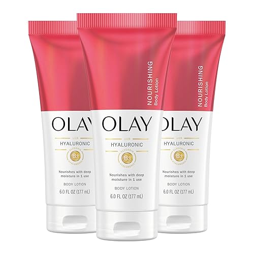 Olay Loción nutritiva e hidratante para manos y cuerpo con ácido hialurónico, tubo de 6 onzas líquidas (paquete de 3)