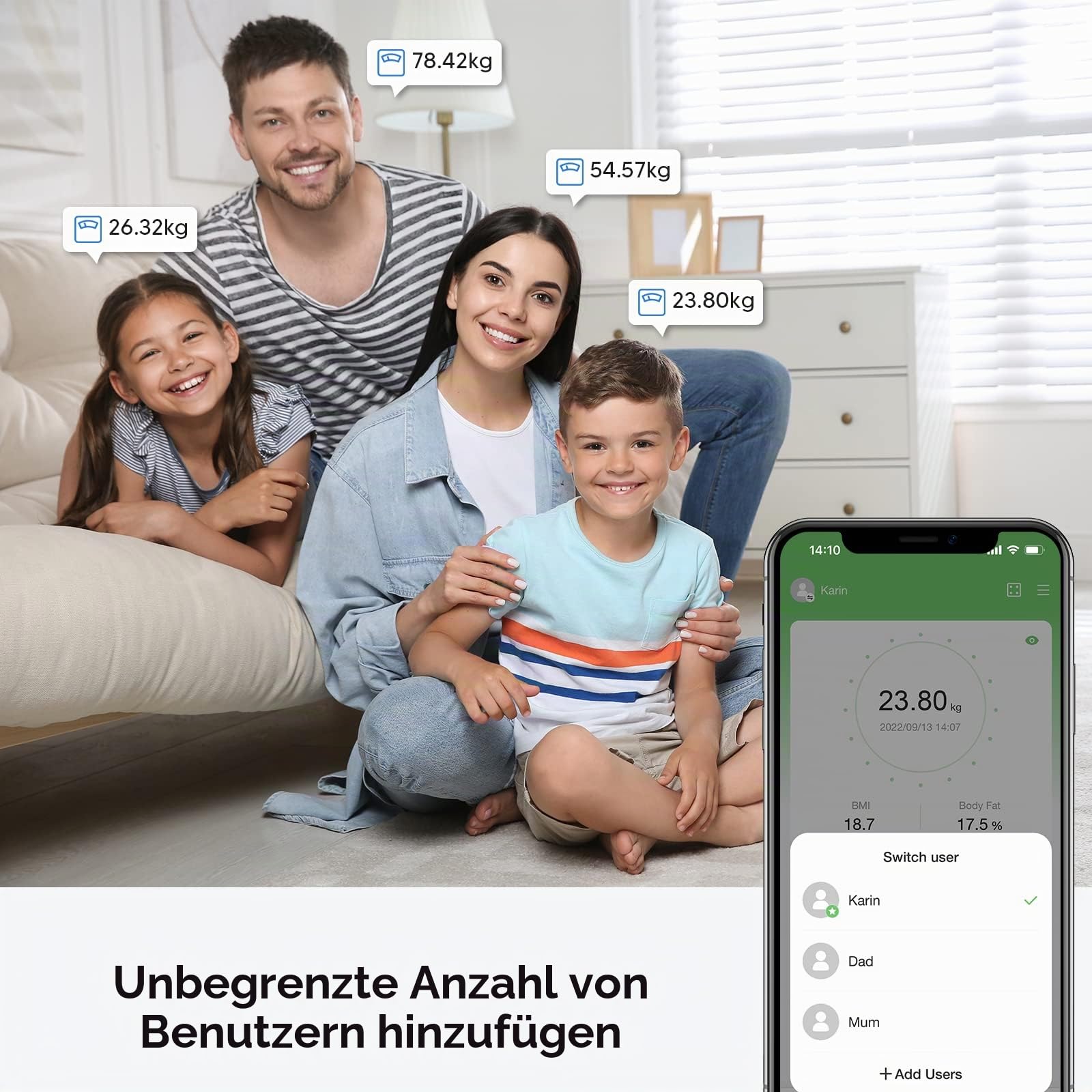 arboleaf Körperfettwaage mit App, Digital Personenwaagen, Körperanalysewaage für Körperfett