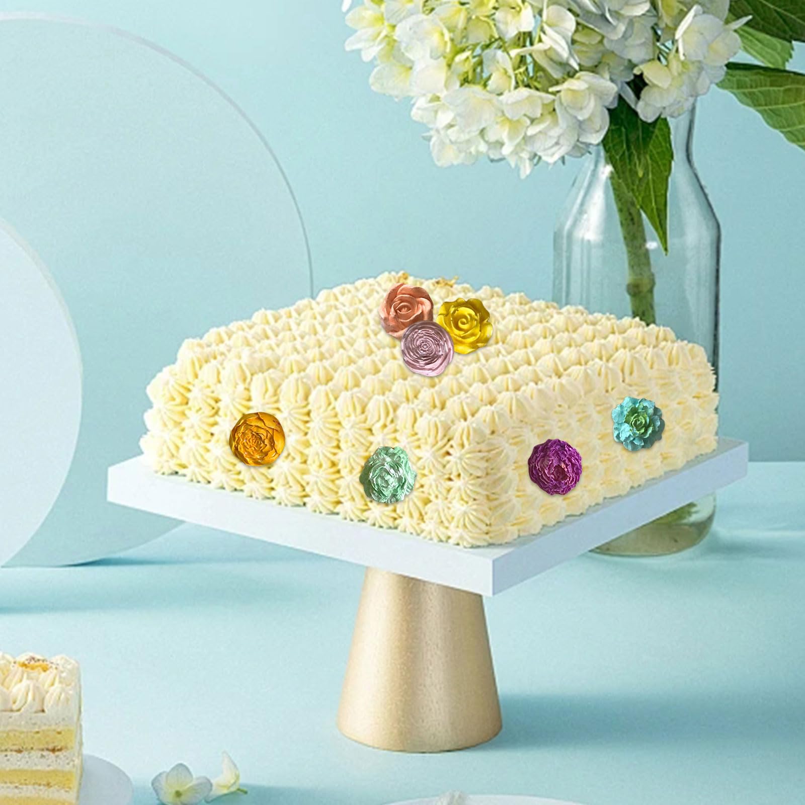 Stampi per Candele In Silicone, 6 Pezzi stampo candele stampi In silicone Per Fiori,Fiore Di Fondente Stampo a Forma,Silicone Per Fiori di Rose per Torta Cioccolato Sapone Candela Ice Cube