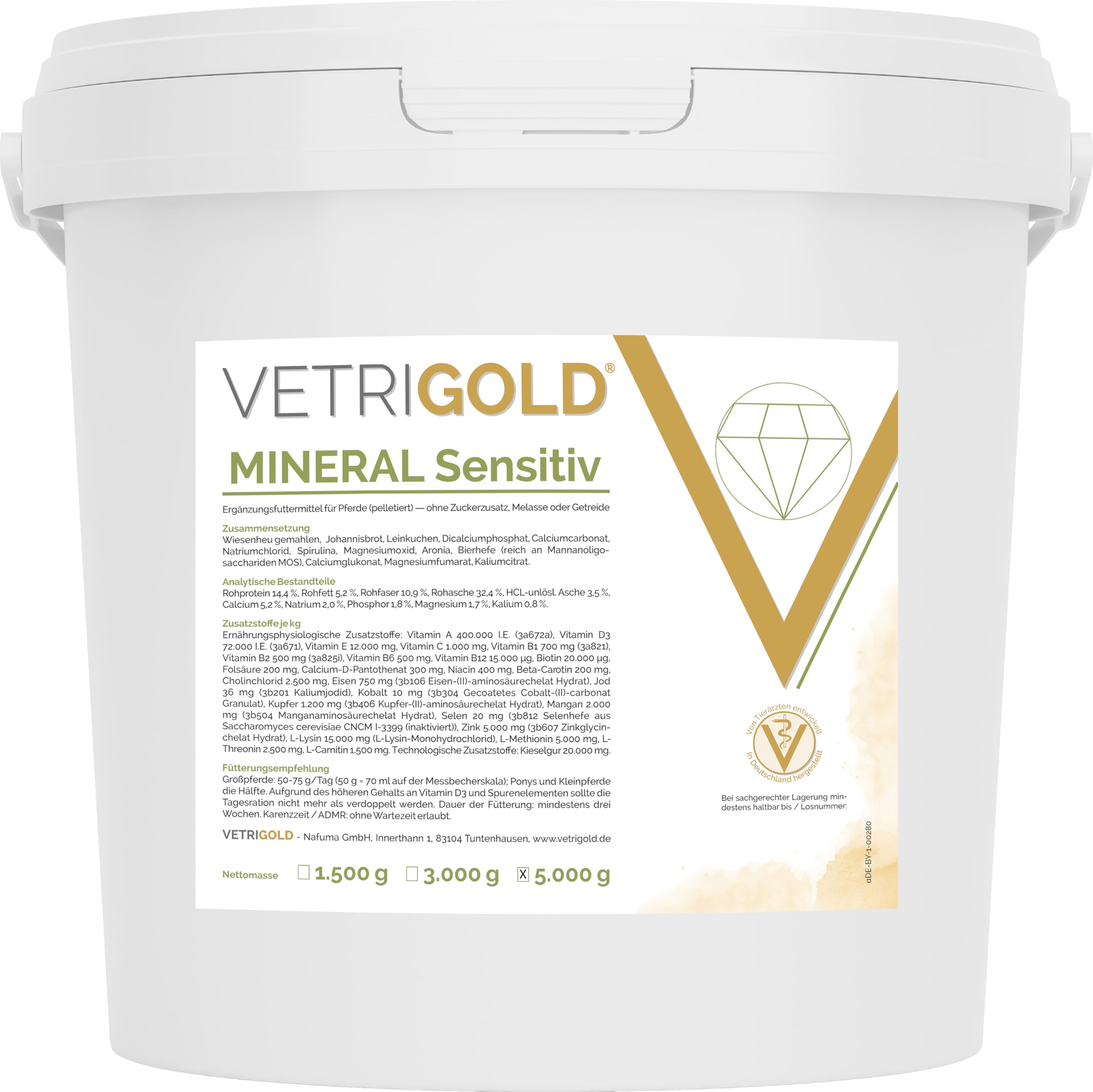 Mineral Stoffwechsel - Mineralfutter (Pellet) für stoffwechselbelastete Pferde (5 kg (Eimer))