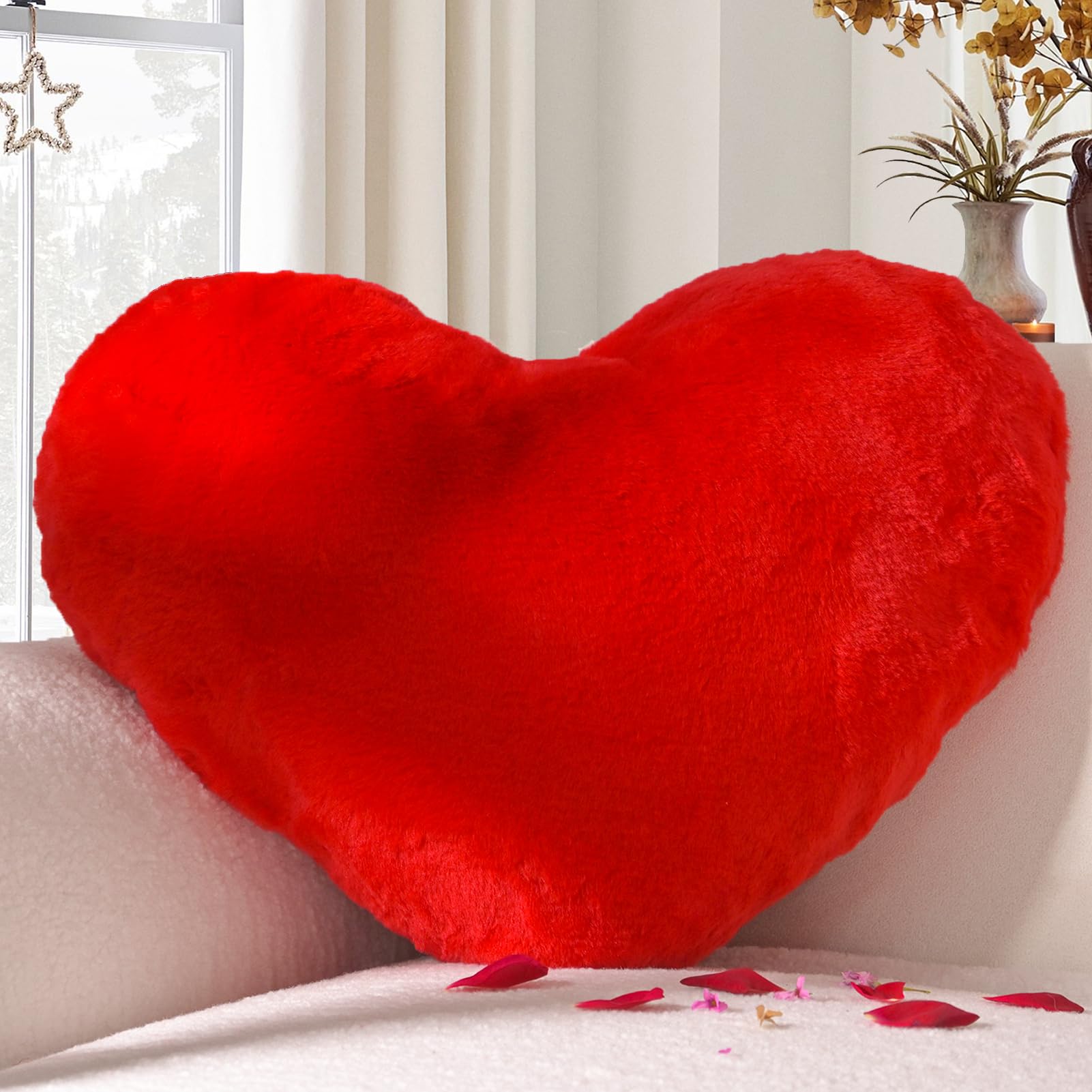 Yhoelata San Valentín Cojin Corazon, Rojo Cojines Peluche Corazon, Grande Almohada en Forma de Corazón Cojín Sofa Personalizado, Cojines Cama Decorativos Aesthetic, Regalo 37x47cm