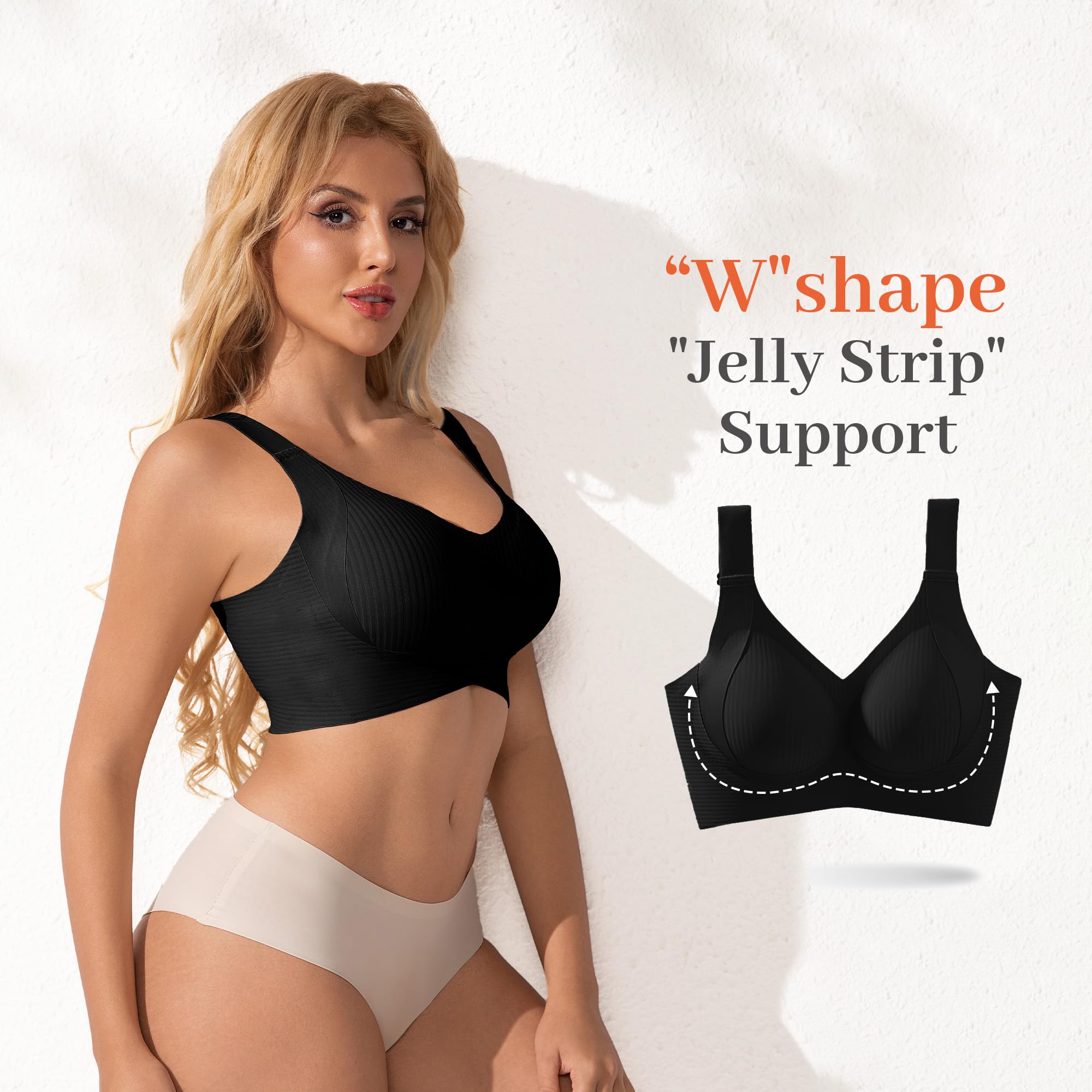 Fittingirls Reggiseno Plus-Size Senza Ferretto con Supporto, Traspirante Coppe Imbottite Copertura Totale Adattabile - per Uso Giornaliero