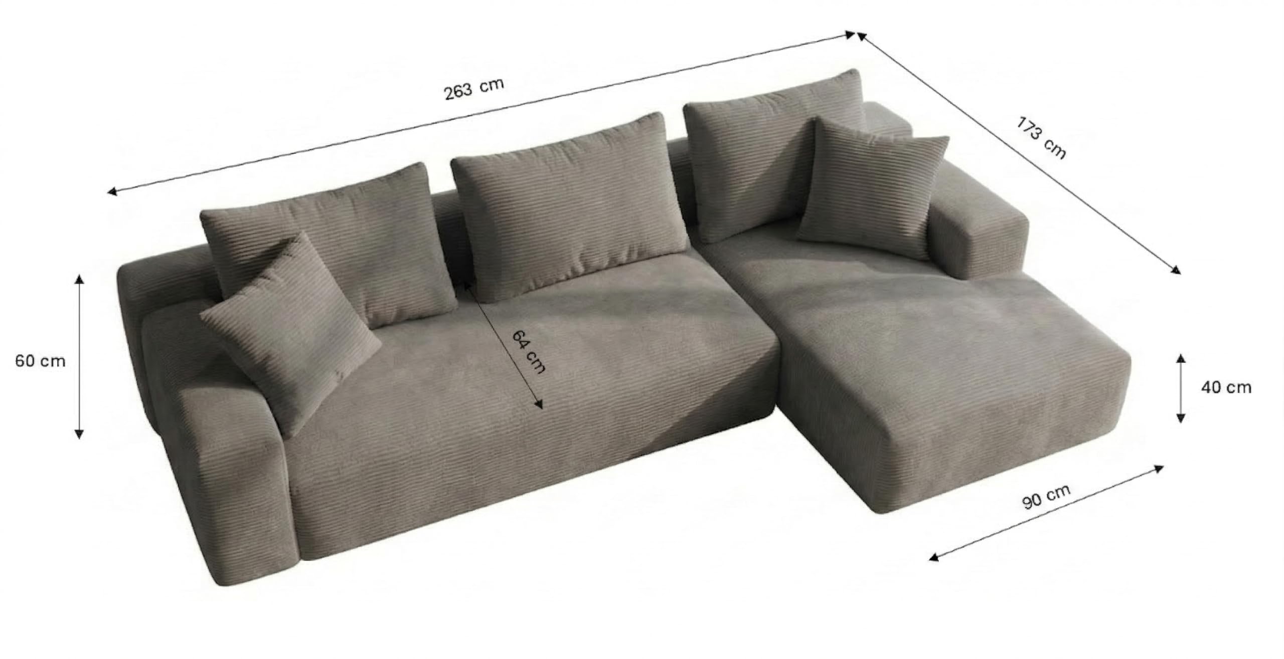 Divano Chic Modular Chaiselongue Moderno in Schiuma Compressa Spedizione Scatola Senza Montaggio (Velluto Grigio Chiaro, Chaiselongue Sinistra)