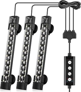 hygger Dual-Channel Submersible Aquarium LED Light 24/7 Cycle Full Spectrum Hidden Fish Tank Light 3 Rows 7 Colors Timer Controller