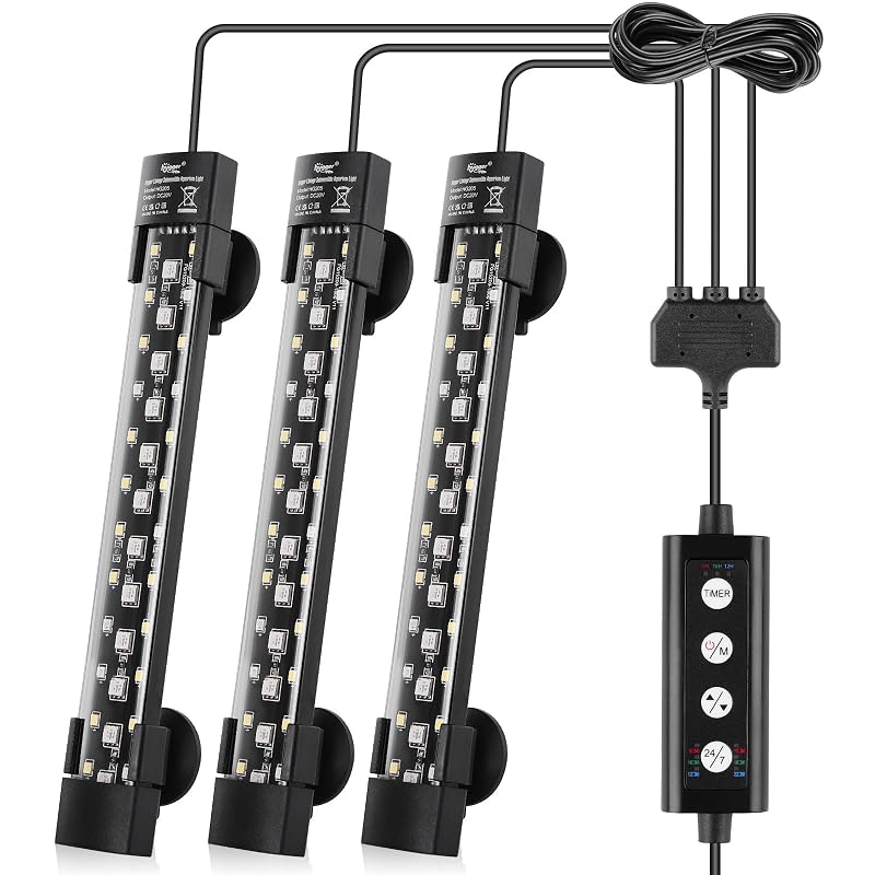 Luz LED submersível para aquário hygger HG205 com controle dual-channel, espectro completo e 7 cores, 18 W