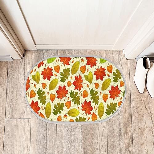Miniatura 3 de Tavisto Maple Leaf Bathroom Rug Mat Memory Foam Soft Plush Area Rug Non-Slip Absorbent Oval Rug for Bedroom Bathroom Bathtub Shower (Oval, 40×60cm)