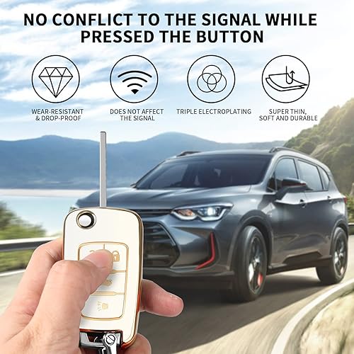 Miniatura 4 de QBUC Funda para llavero Chevy para 4 botones con llavero, para Chevrolet Equinox Camaro Cruze Malibu Sonic Buick Terrain