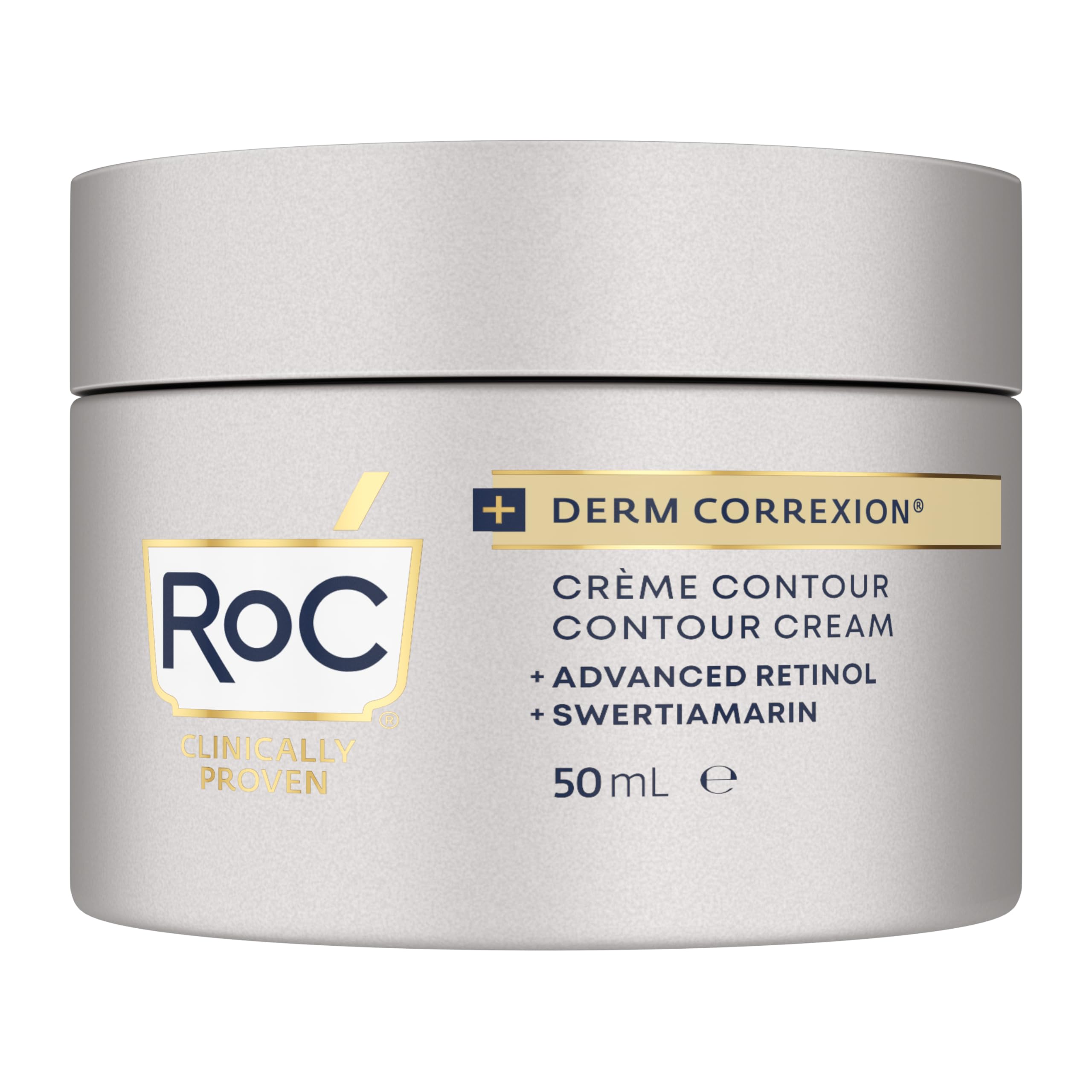 RoC - Derm Correxion Crema de Contorno para Rostro, Cuello y Mandíbula - Piel Hidratada - Eleva y Reduce Visiblemente las Líneas de expresión - 50 ml