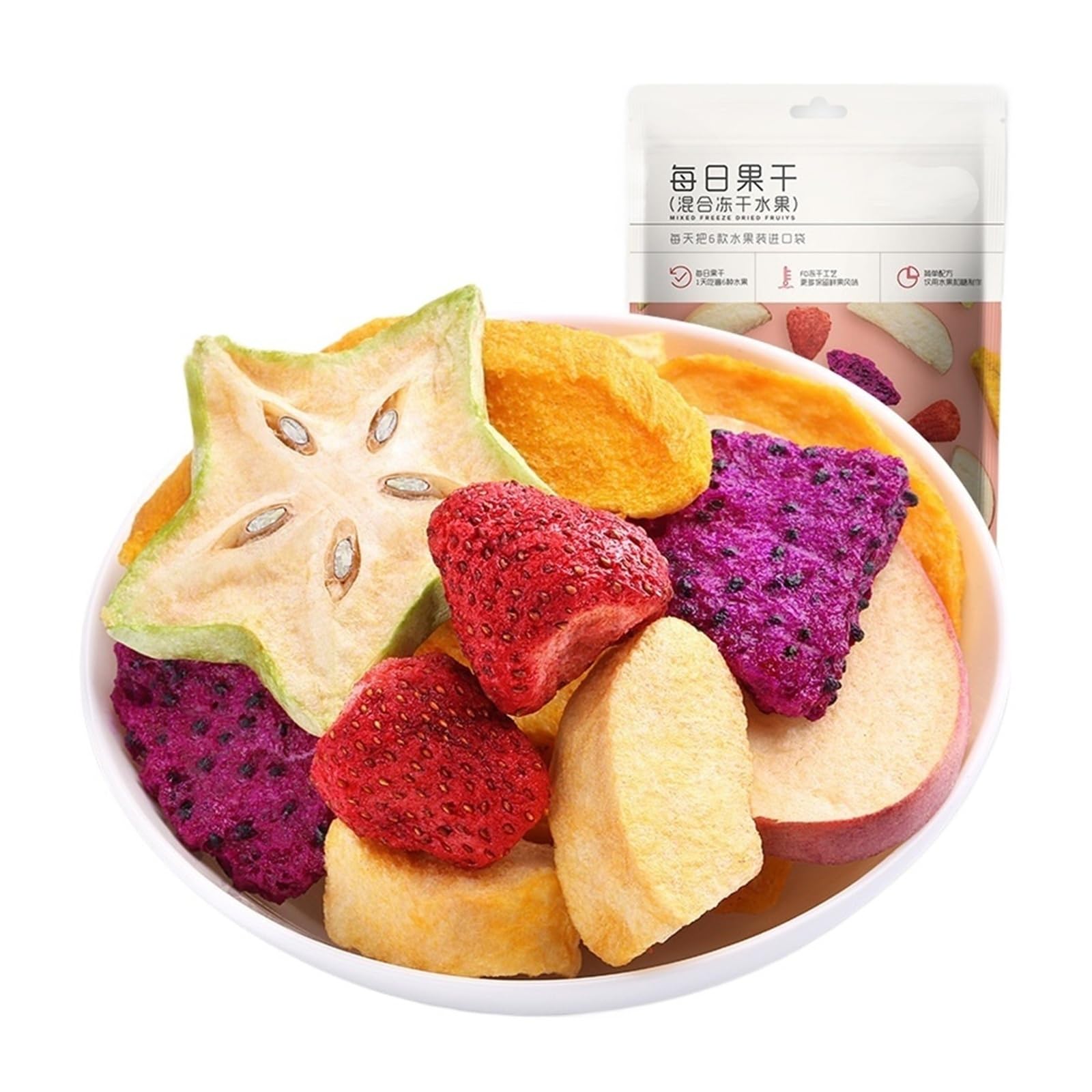 30 G Gemischte Gefriergetrocknete Früchte – Eine Lebendige Geschmacksmischung For Einen Erfrischenden Genuss. Genießen Sie Diesen Köstlichen Fruchtsnack!(6bag)
