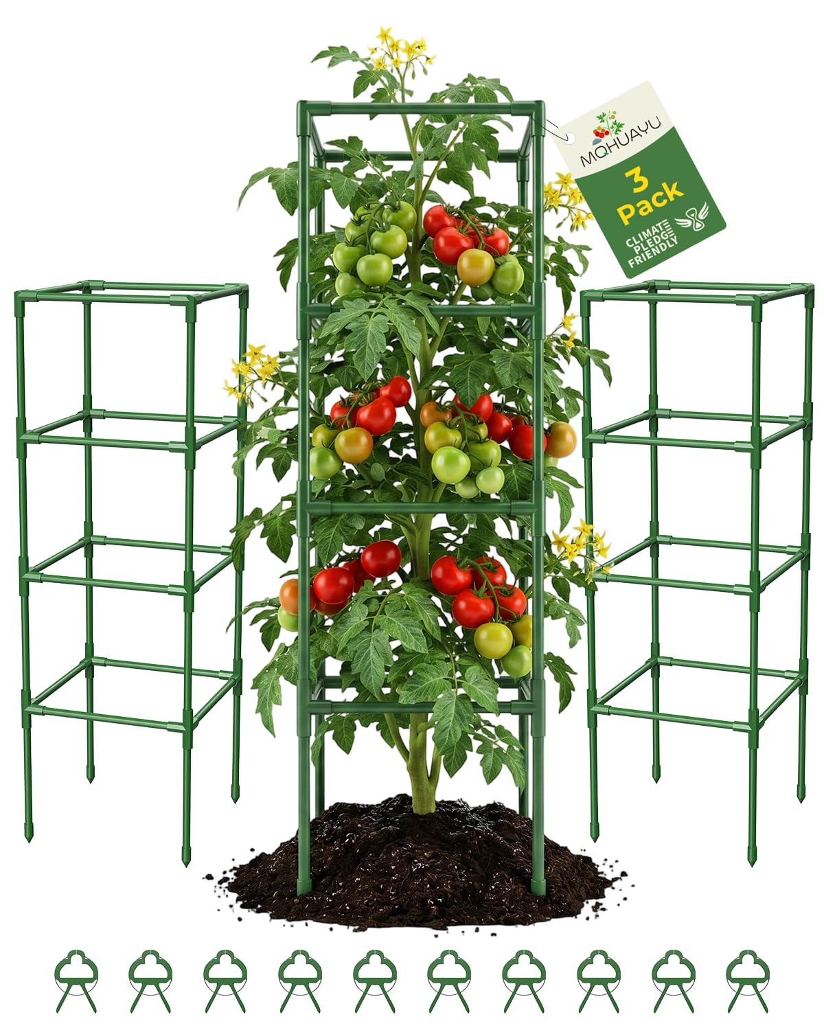 MQHUAYU 3 Pack Square Tomato Cages 41.7 Inch
