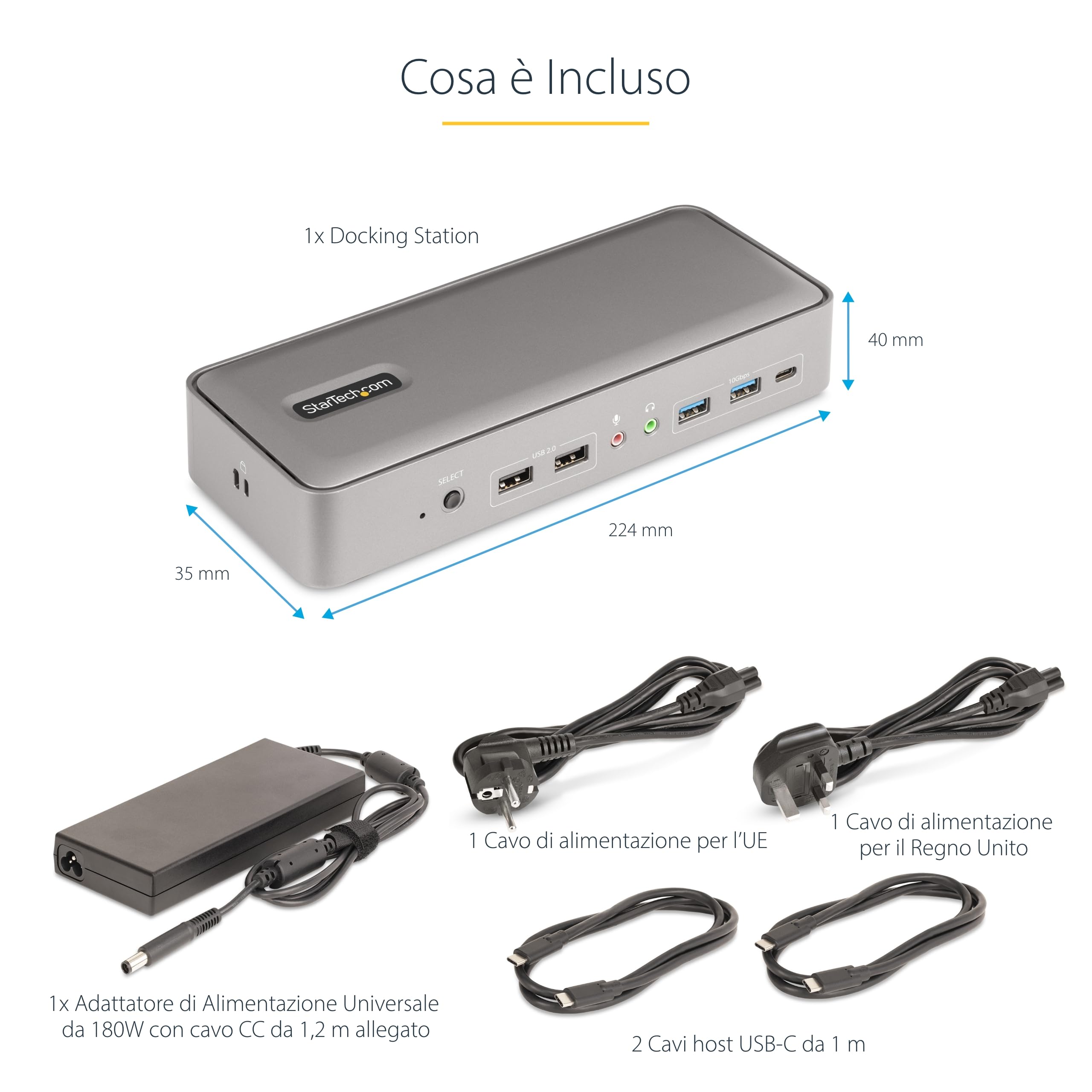 StarTech Dock KVM USB-C per Due Laptop, Doppio 4K 60Hz DisplayPort, 90W | Compatibile Windows e Mac, Commuta tra due computer, Doppio monitor 4K