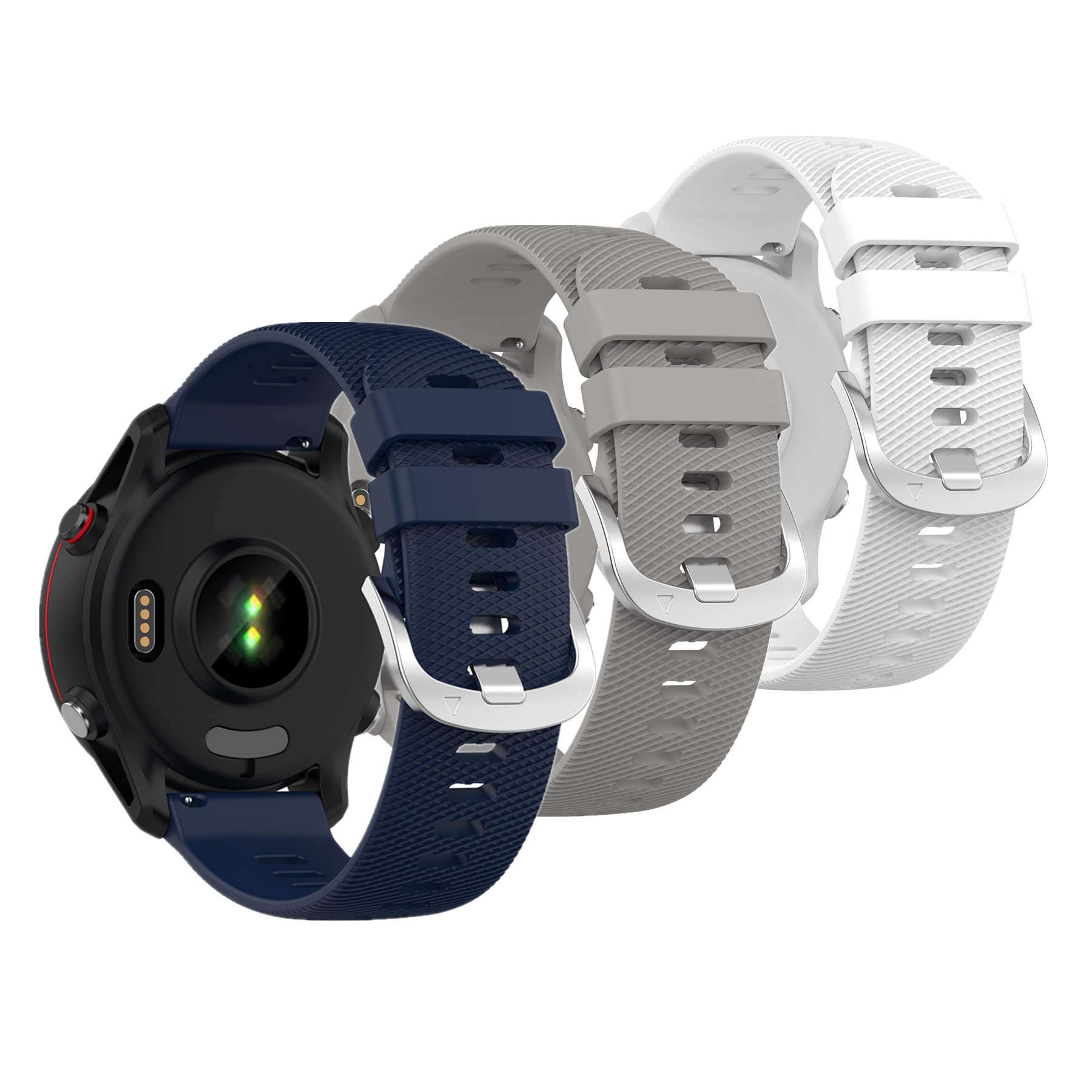 Muovrto Strap for Garmin Approach S12/Approach S42,Silicone Waterproof Replacement Watch Band (Dark Blue/Grey/White)