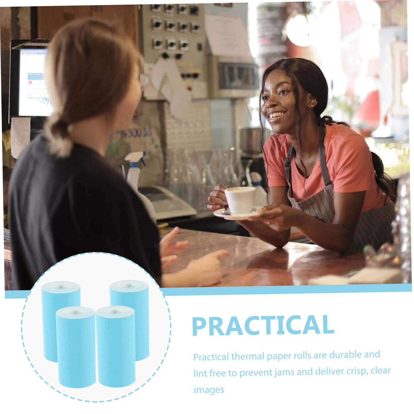 KICHOUSE 4 Rolls Thermal Receipt Paper Rolls Smooth Surface Multipurpose Cash Paper for Supermarket Home Restaurant Hotel