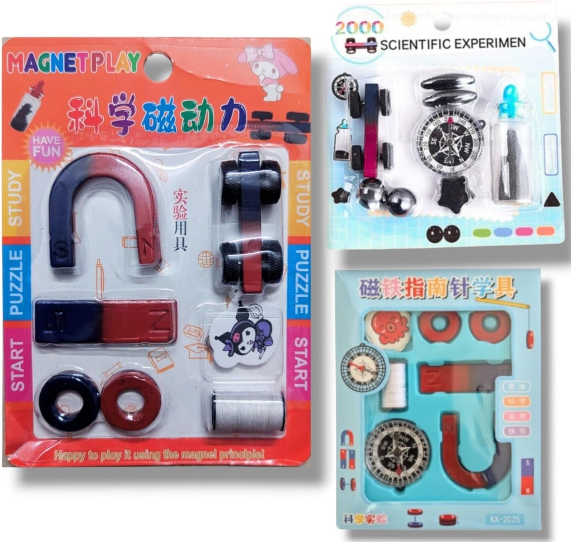 Educational Magnetic Science Experiment Kit – Fun STEM Box for Kids Age 6-10, 10-12 | DIY Play Set Pack of 2 Magnets with Horseshoe, Bars, Rings, Thread & Car (STEM Interactive Toy)
