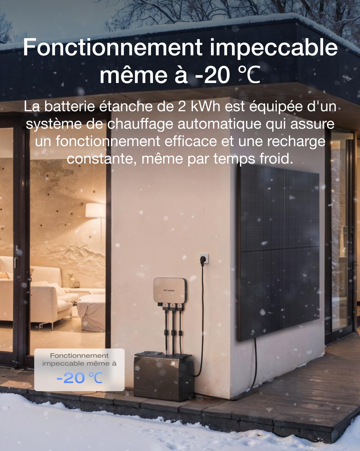 EcoFlow Powerstream Centrale de balcon avec mémoire 0% VAT, micro-onduleur couplé au réseau Wi-Fi 800 W, batterie étanche 2 kWh, panneaux solaires rigides de 400 W, 2 commandes par application,