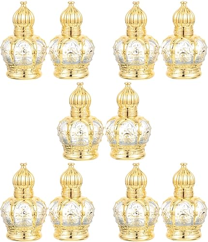 Housoutil 10 unidades de muestras recargables en recipiente, botellas de perfume vintage, estilo Oriente Medio, botellas de vidrio para aceites