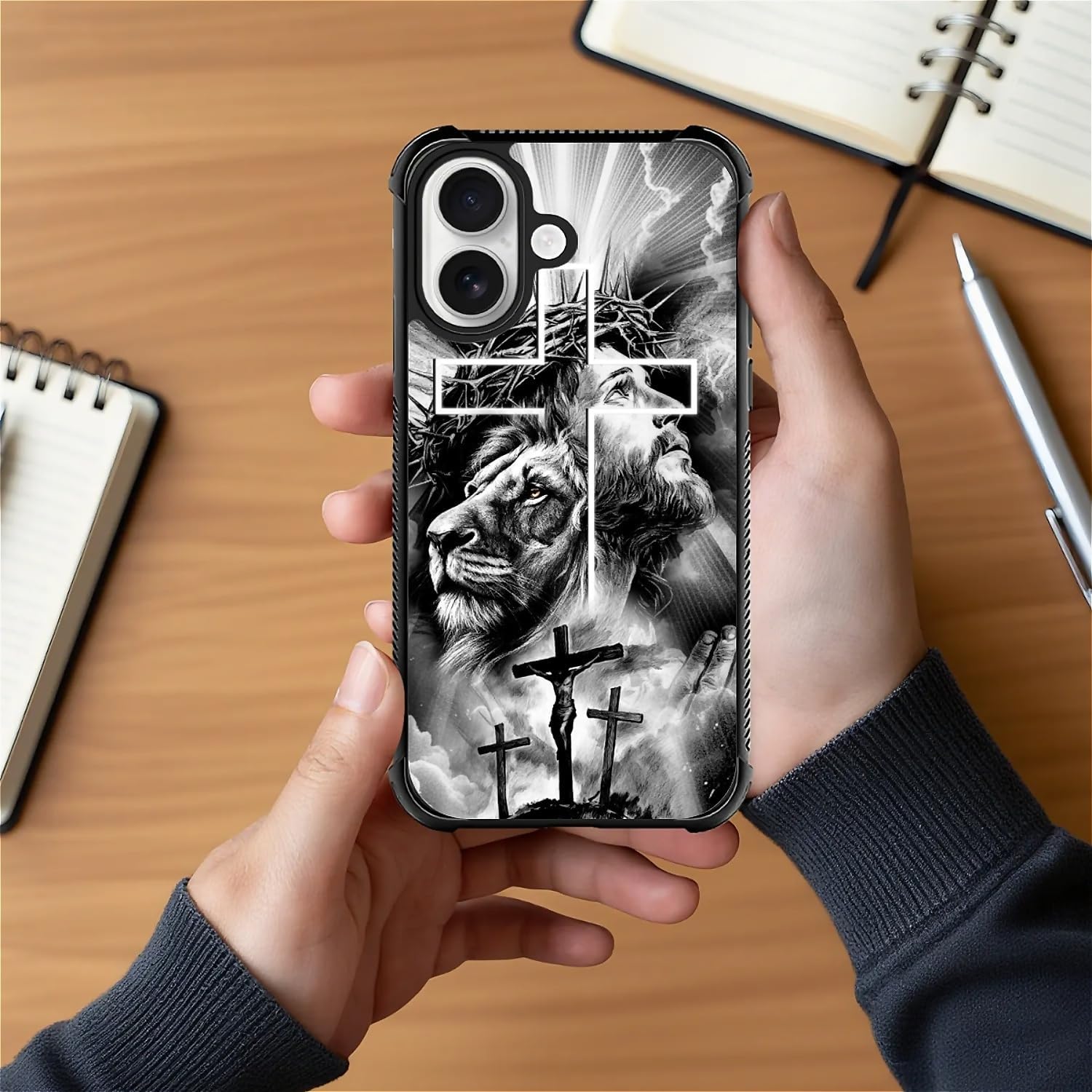 for iPhone 17 Case | Compatible with MagSafe | Classic Slim Cover Design | Lion Jesus Cross image 5