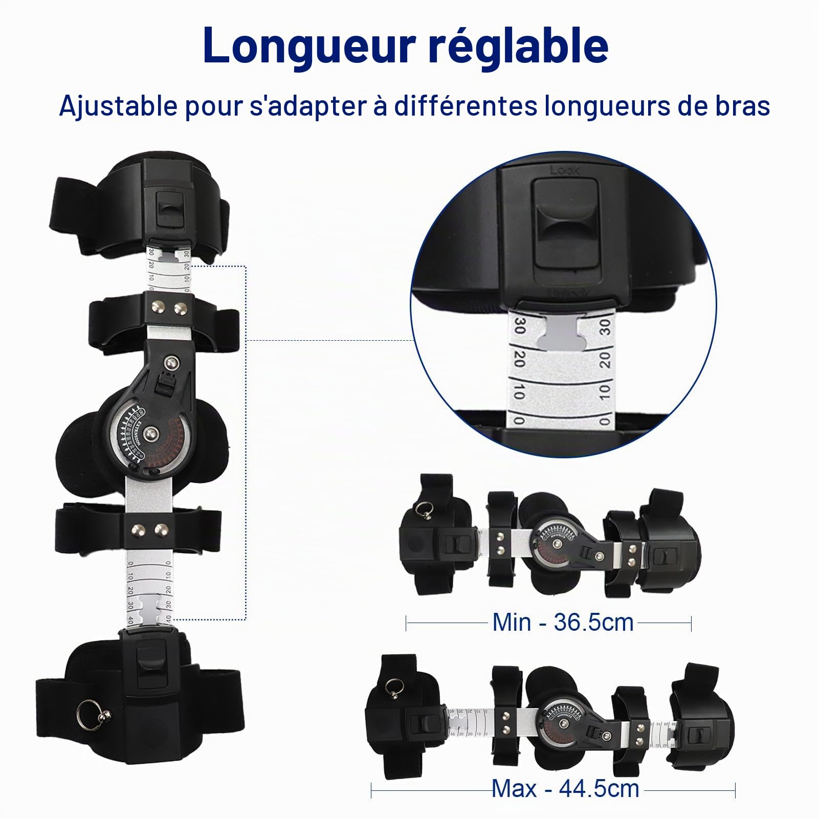 Orthèse de Coude Réglable avec Charnière – Attelle de Coude Post Opératoire avec Sangle Épaule, Support Orthopédique pour Fracture, Tendinite, Blessure Ligamentaire et Rééducation (Gauche)
