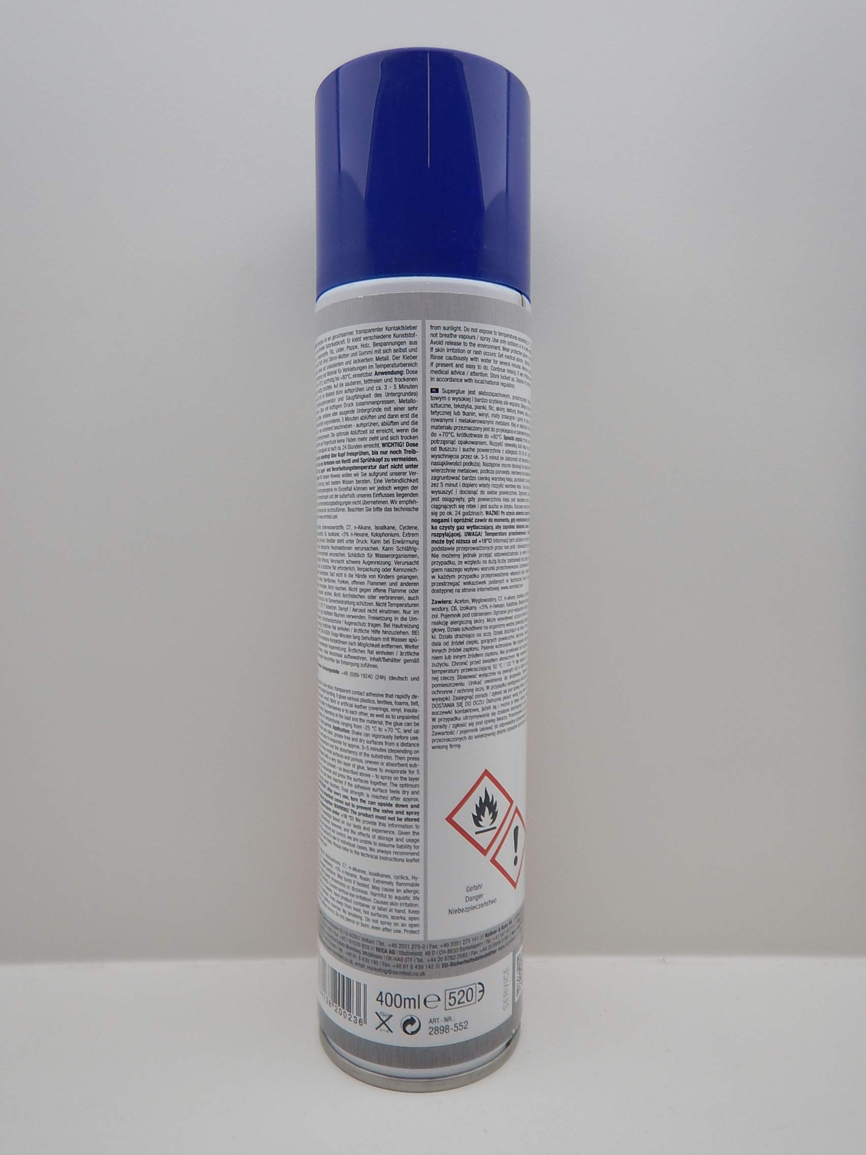Normfest Super-Glue transparenter Kraftsprühkleber mit hoher Soforthaftung, geruchsarm, für Kunststoff, Schaumstoff, Holz, Metall, temperaturbeständig 6x 400ml