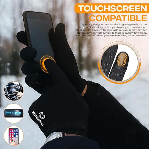 Miniatura 3 de WESTWOOD FOX Guantes de invierno para pantalla táctil, ligeramente impermeables, térmicos, cálidos, antideslizantes, para correr, ciclismo,