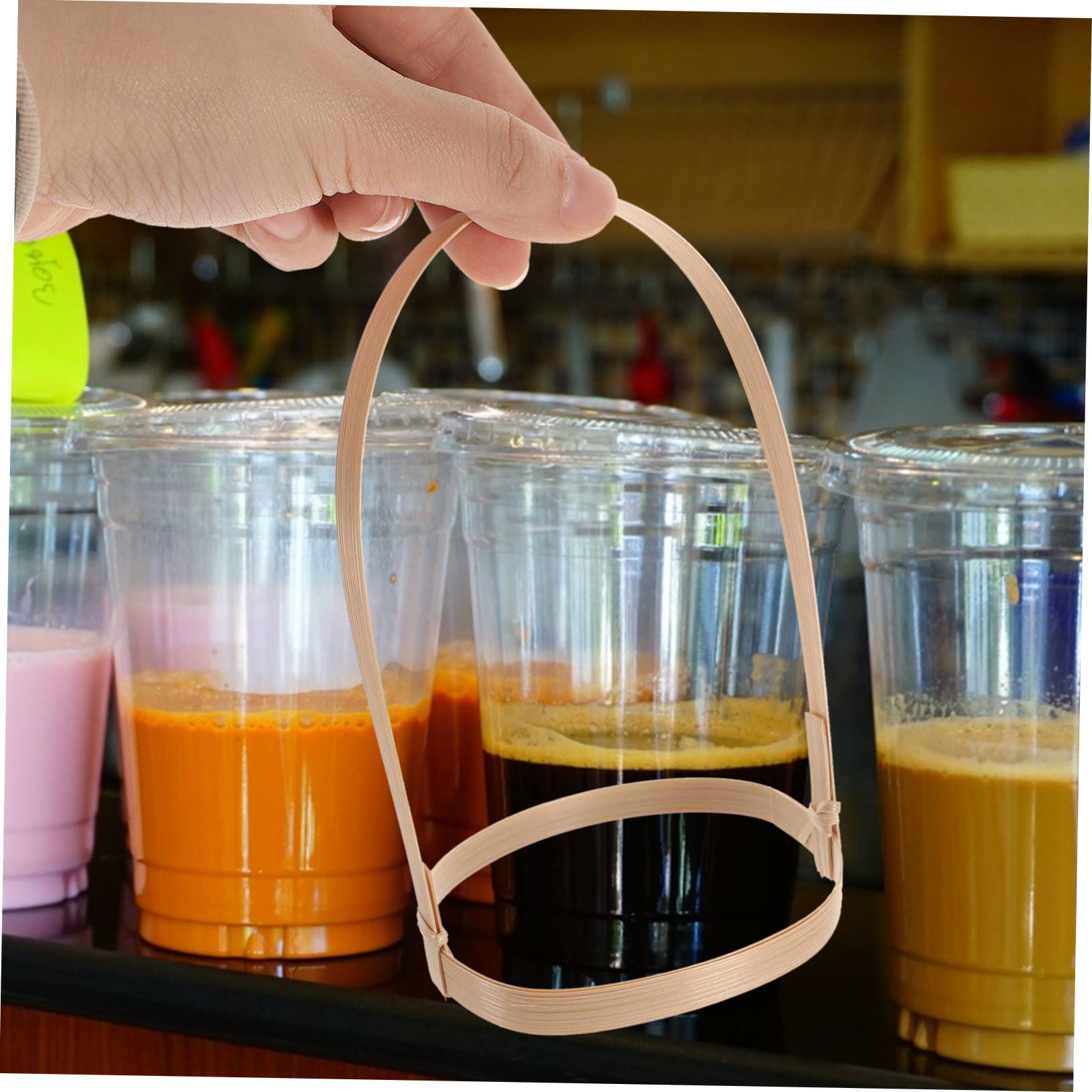 Toddmomy 10pcs Cup Holder Carrier with Handle Durable Drink Carrier for Takeout Beverages for Office School and Picnics Design