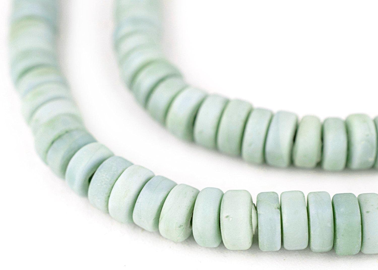 The Bead Chest Vintage-Style White Java Glass Button Beads (8mm)
