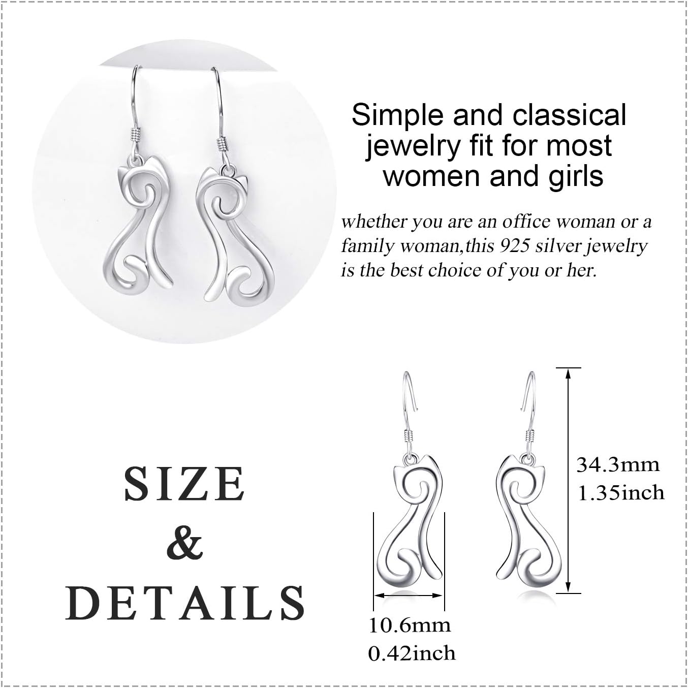 925 Sterling Silver Cat Earrings,Dolphin Earrings,Dinosaur Earrings,Horse Earrings for Women Teens - Image 3